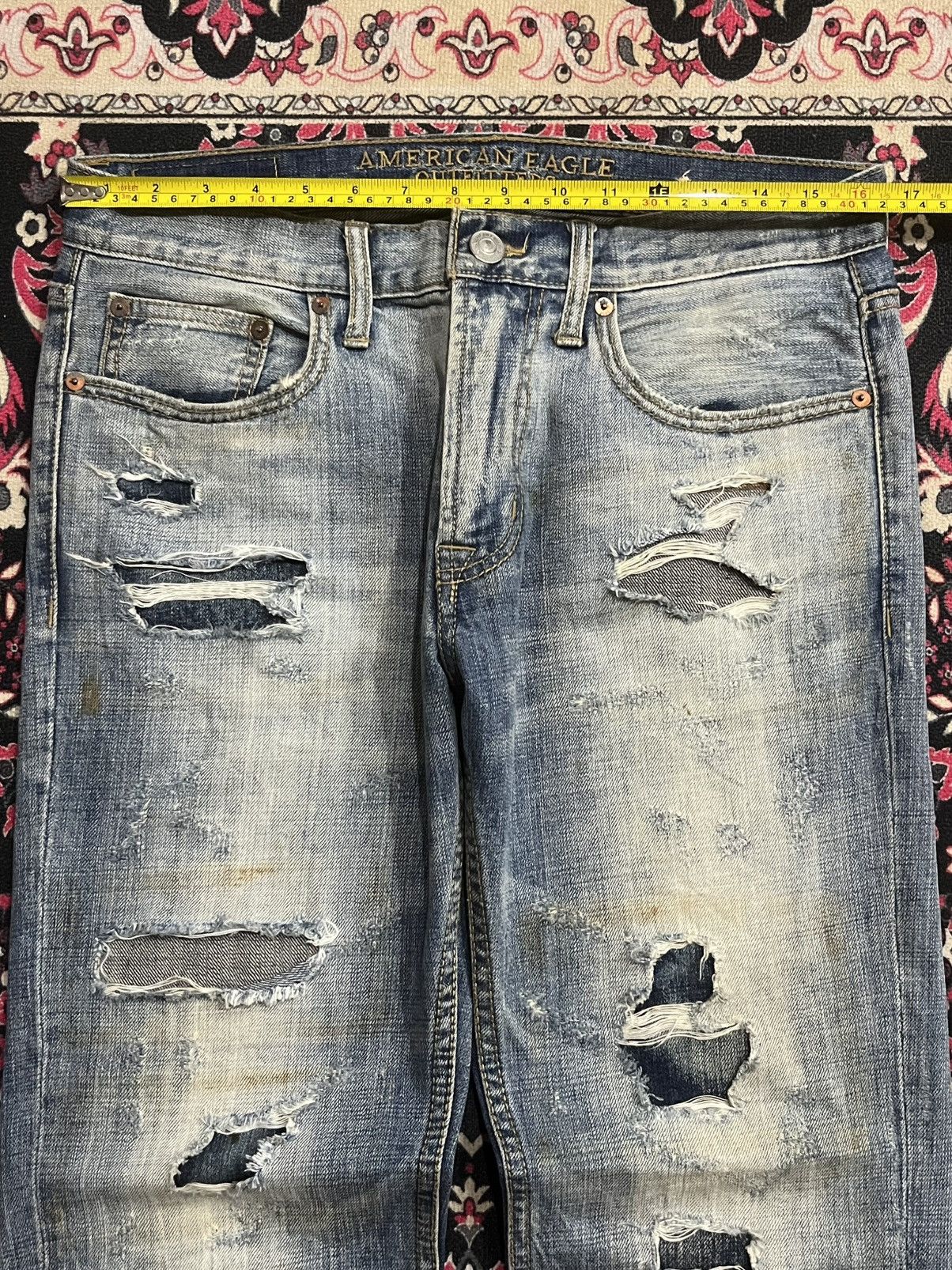 American Eagle Outfitters ⚡️Distressed⚡️American Eagle Outfitters Slim Straight Jeans Size US 30 / EU 46 - 13 Thumbnail