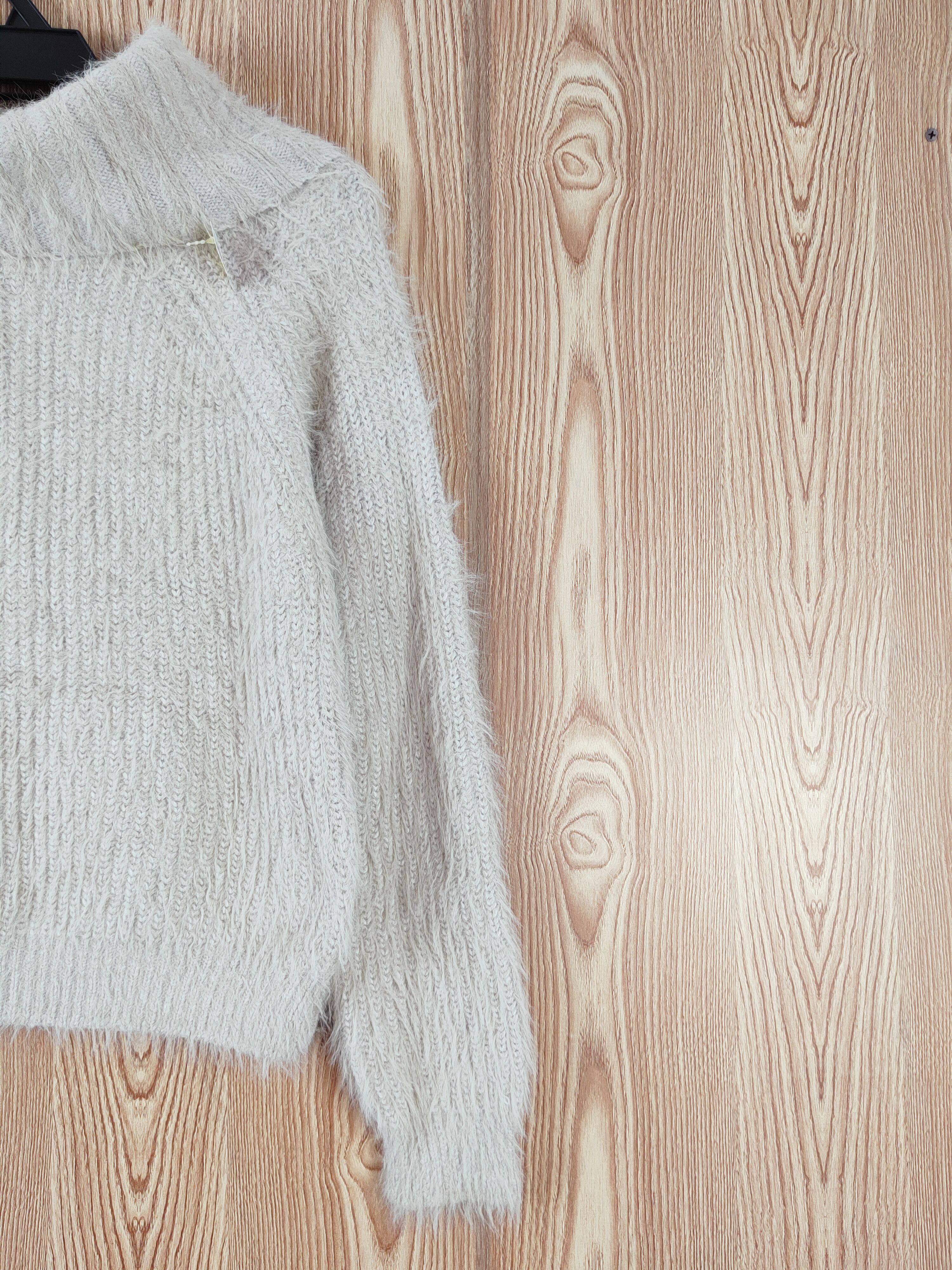 Homespun Knitwear RD Beige Shag Shaggy Fur Mohair Knitwear #W761 Size XS / US 0-2 / IT 36-38 - 9 Thumbnail