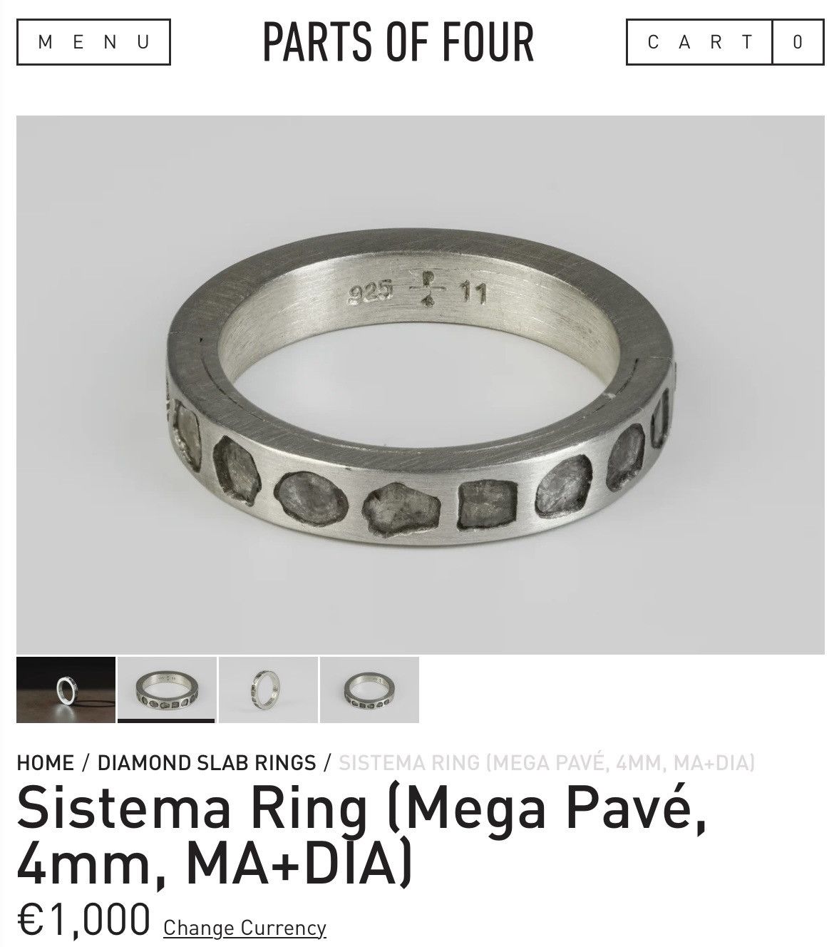 Parts of four Sistema Diamond Slices Ring