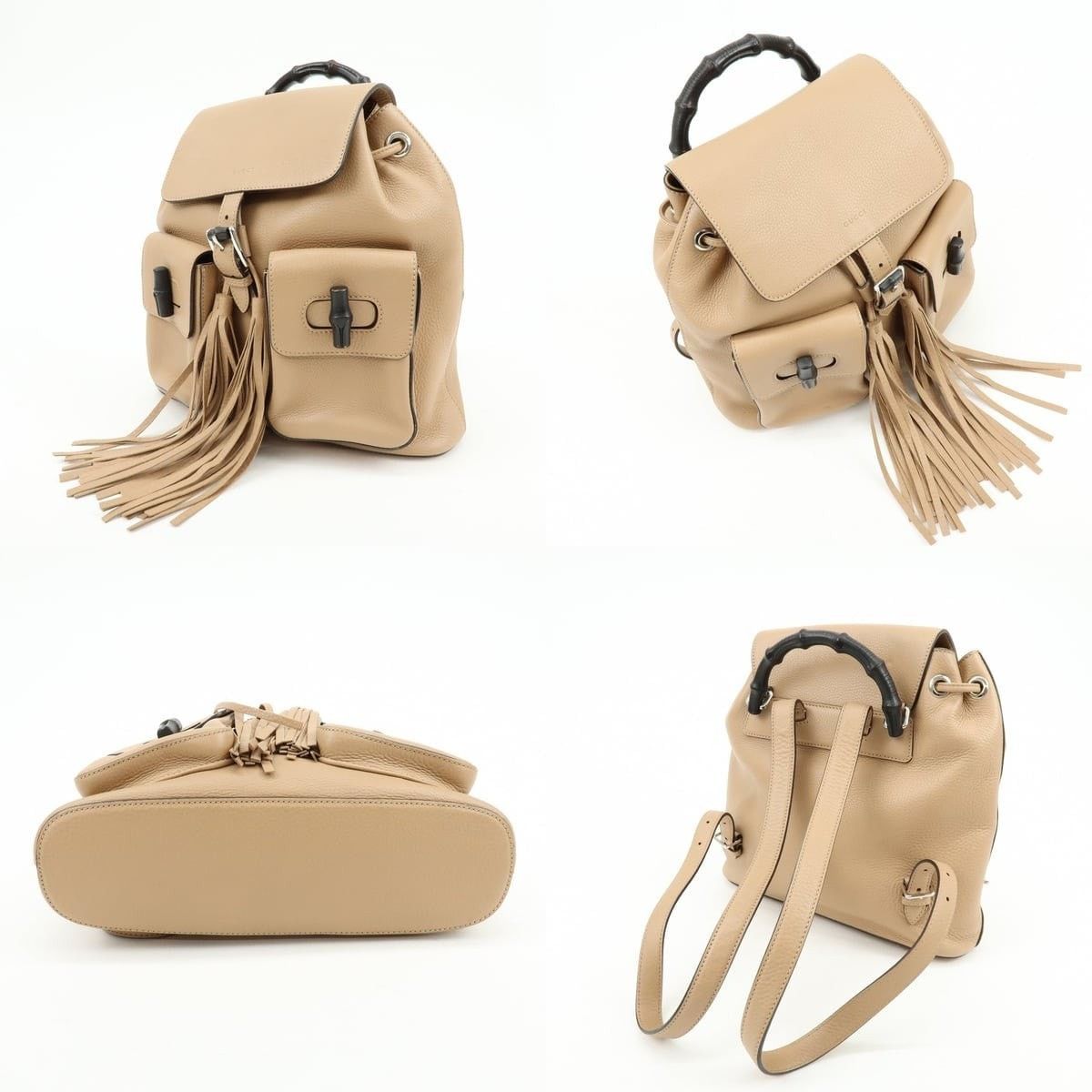 Gucci Gucci Bamboo Tassel Calfskin Backpack Tan Size ONE SIZE - 3 Thumbnail