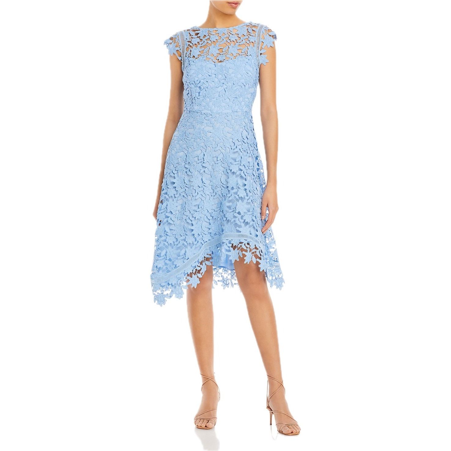 Eliza J Lace Dress Women's Baby Blue Asymmetric NWT