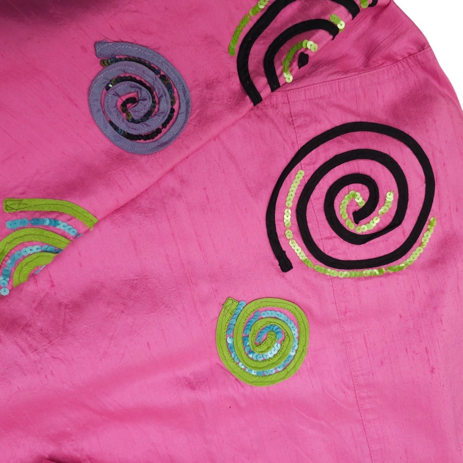 Other Bleu Bayou Silk Shacket L Pink Sequin Swirl Maximalist 90s Size L / US 10 / IT 46 - 17 Thumbnail