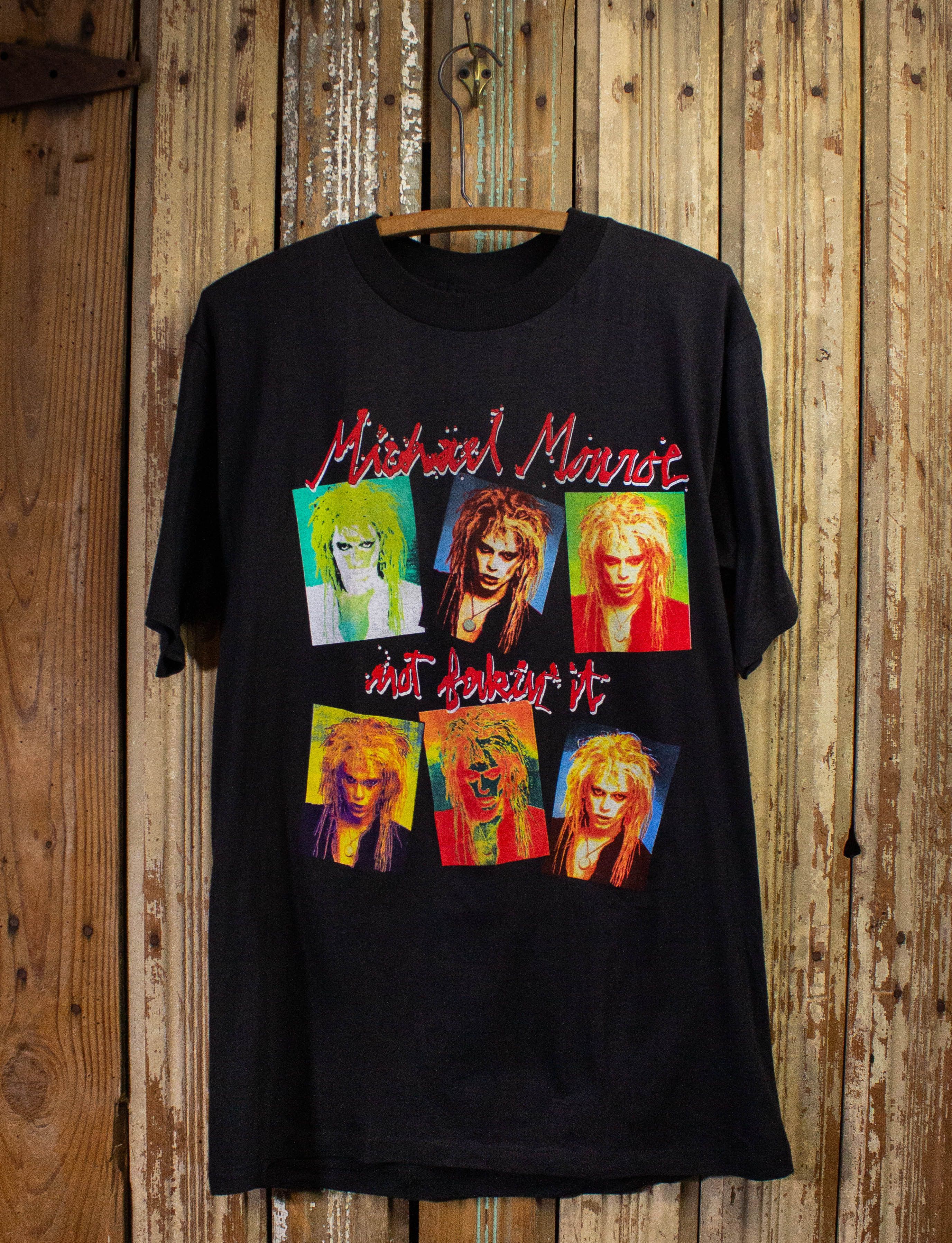 image of Band Tees x Vintage Michael Monroe Not Fakin' It Concert T Shirt 1989 in Black, Men's (Size Large)