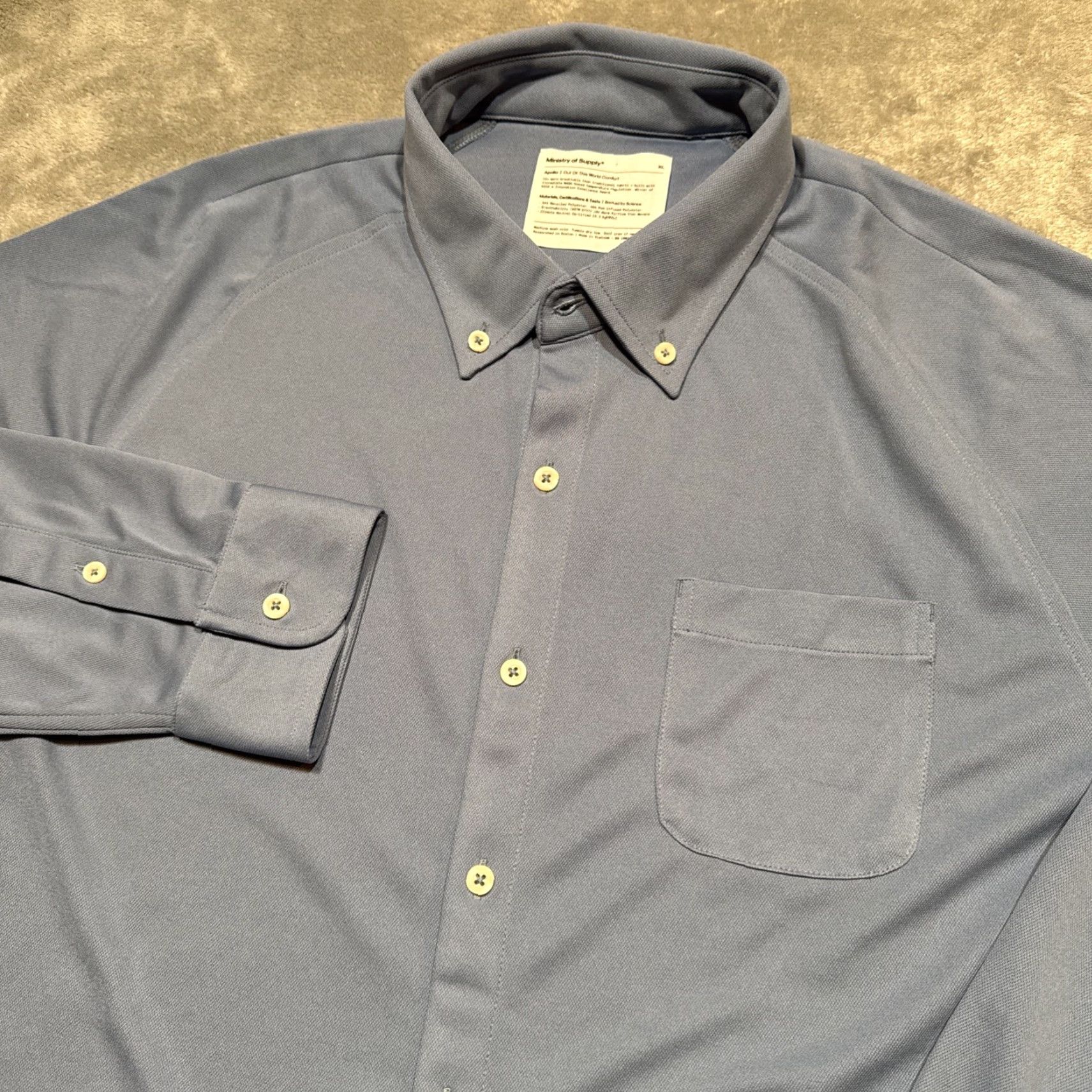 Vintage Ministry of Supply Shirt Mens XL Blue Apollo Long Sleeve Button-Down Shirt Size US XL / EU 56 / 4 - 2 Thumbnail
