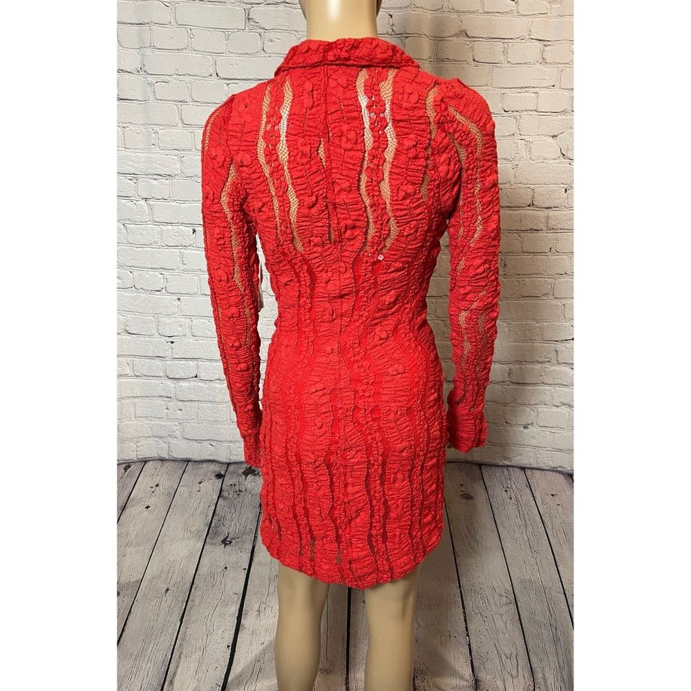 Free People NWT New $158 Free People Red Shayla Lace Long Sleeve Cotton Size XS / US 0-2 / IT 36-38 - 5 Thumbnail