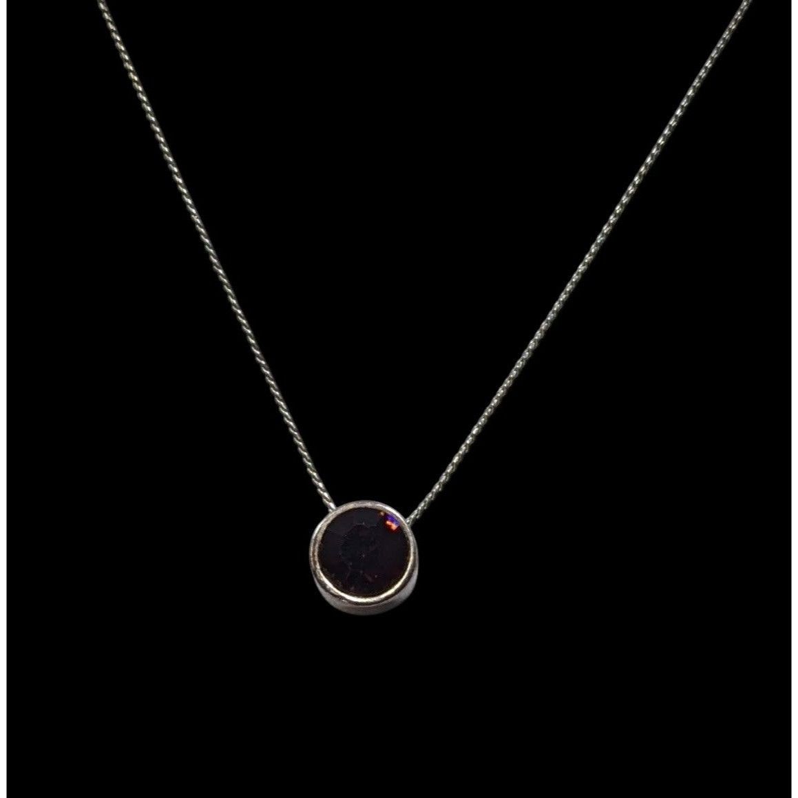 Other Elegant Silver Tone Necklace With Round Purple Gemstone Pend Size ONE SIZE - 3 Thumbnail