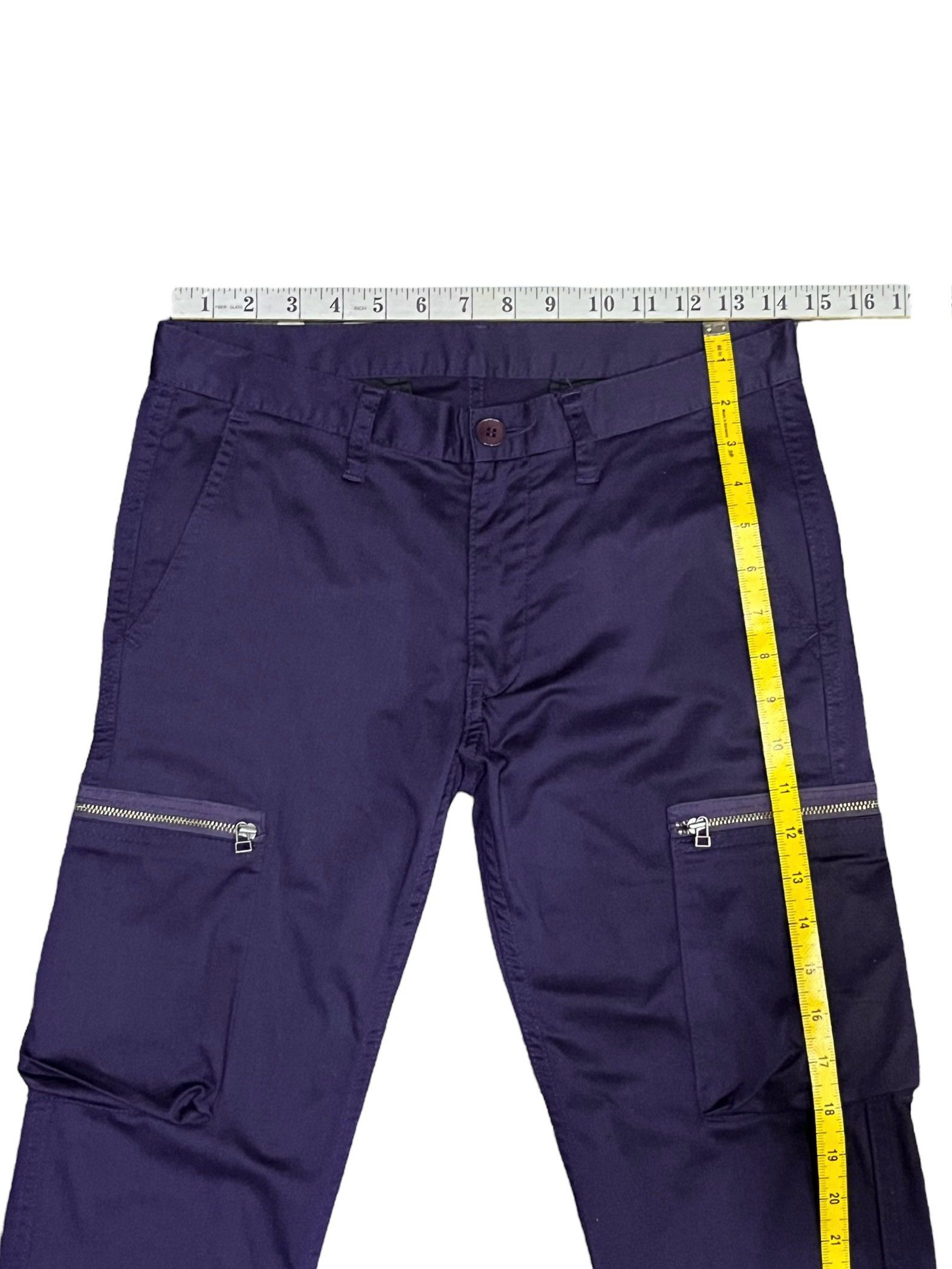 Ships Jet Blue Slim Fit Cargo Zipper Leg Flared🔥Hysteric Glamour Style💥 Size US 28 / EU 44 - 5 Thumbnail