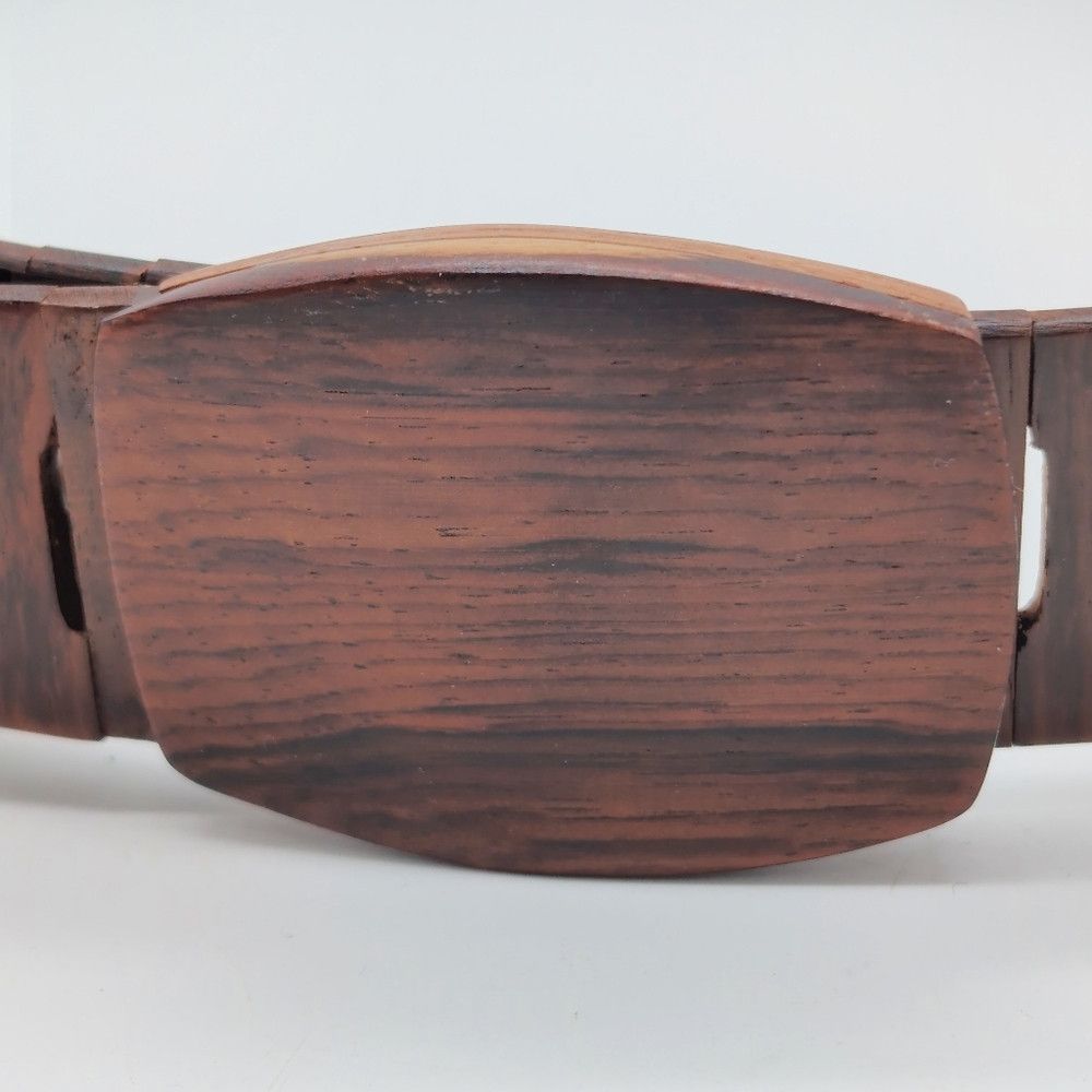 Other Vintage Elegant Brown Wooden Belt Round Hole 43 In Size 42 - 2 Thumbnail