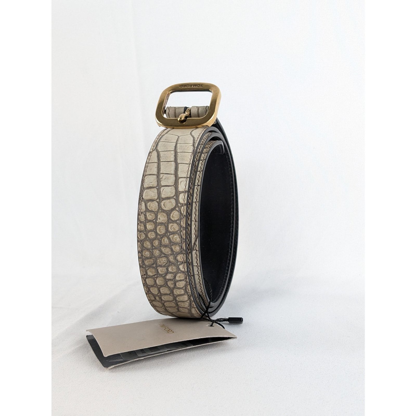 Tom Ford o1rshd1 Q:2 / Size: 100cm / Men's Leather Belt in Beige Size 38 - 2 Thumbnail