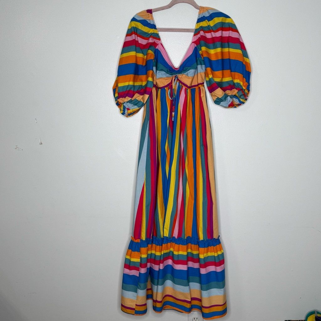 Farm Rio Farm Rio Multicolor Stripe Rainbow Maxi Dress Size S Size L / US 10 / IT 46 - 2 Thumbnail
