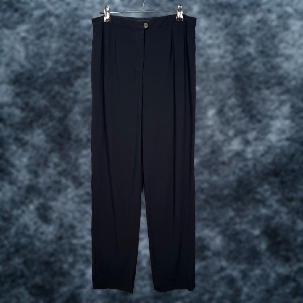 Giorgio Armani Womens Size 40 Black Wool-Blend Pleated Pants Made In Italy