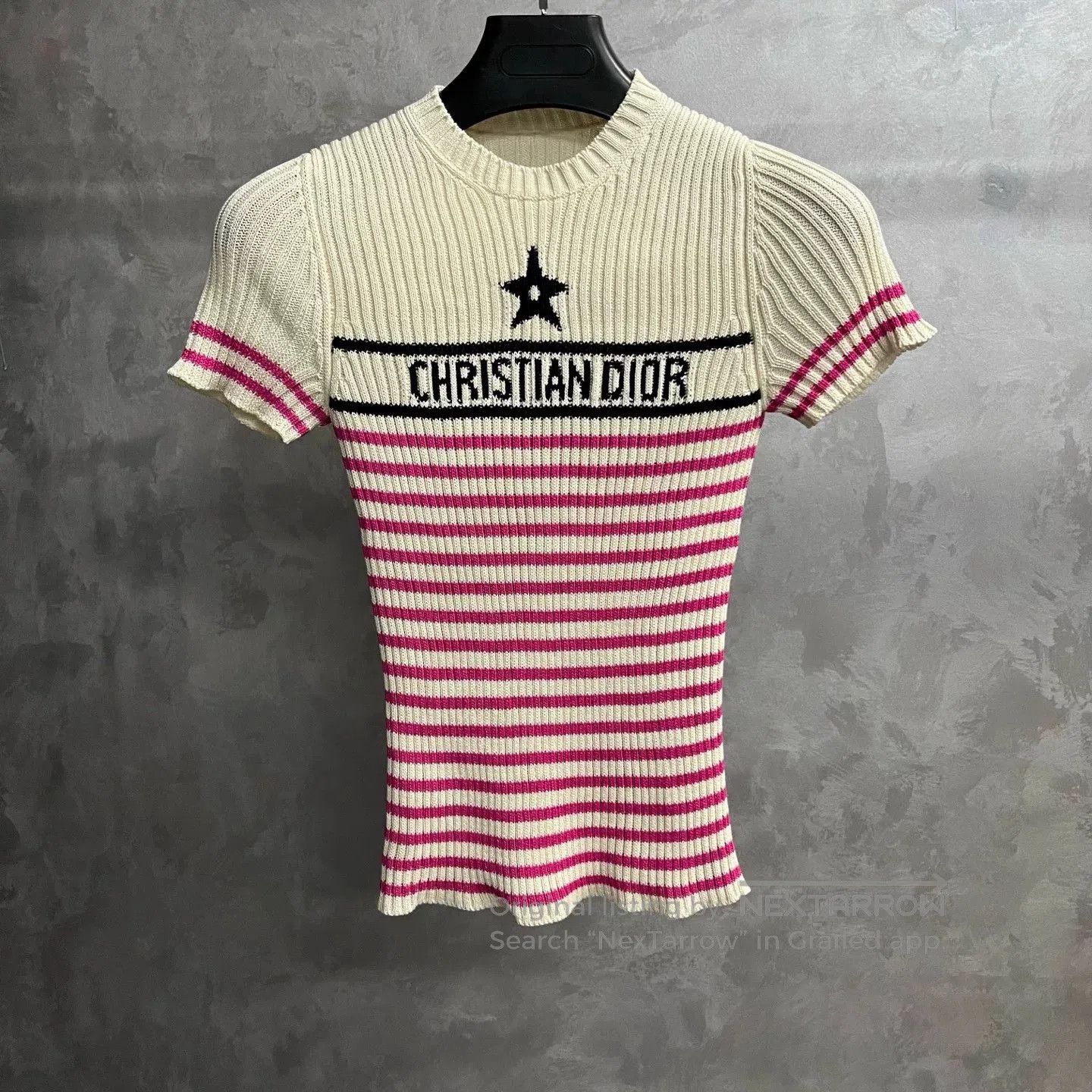 Dior Dior Pink Stripe Letter Round Neck T. Size XXS / US 00 / IT 34 - 1 Thumbnail