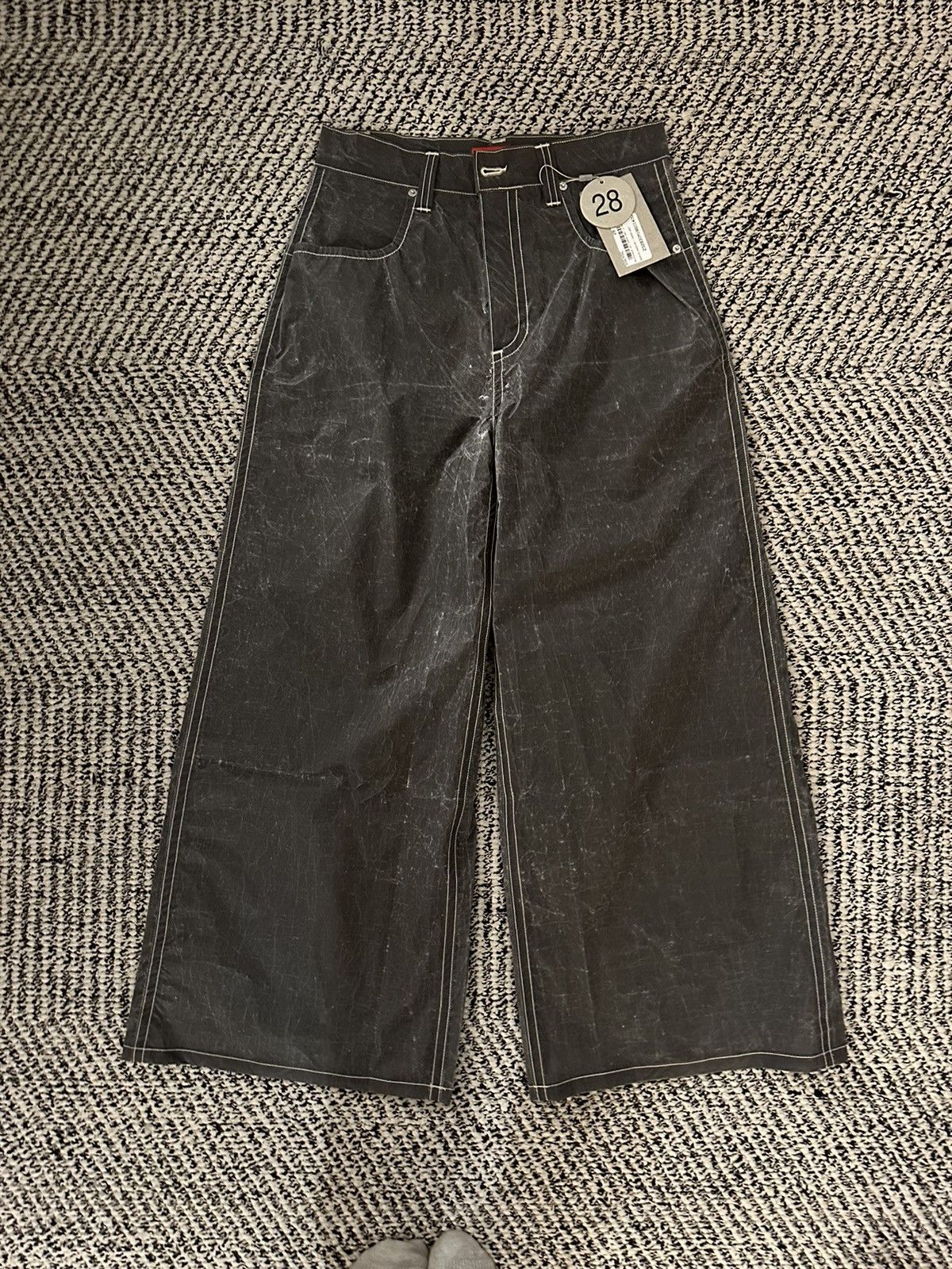 Eckhaus Latta Paper Grey Wide Leg Jeans | Grailed