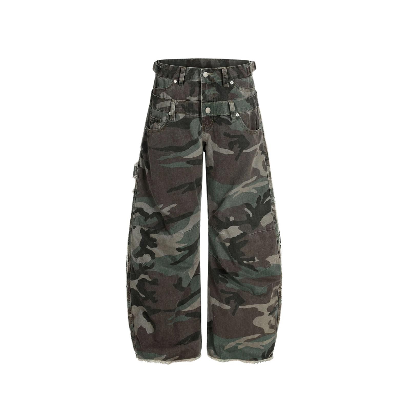 Other Double Waist Carpenter Wide Camo Pants | Frayed Seam Size US 32 / EU 48 - 1 Thumbnail