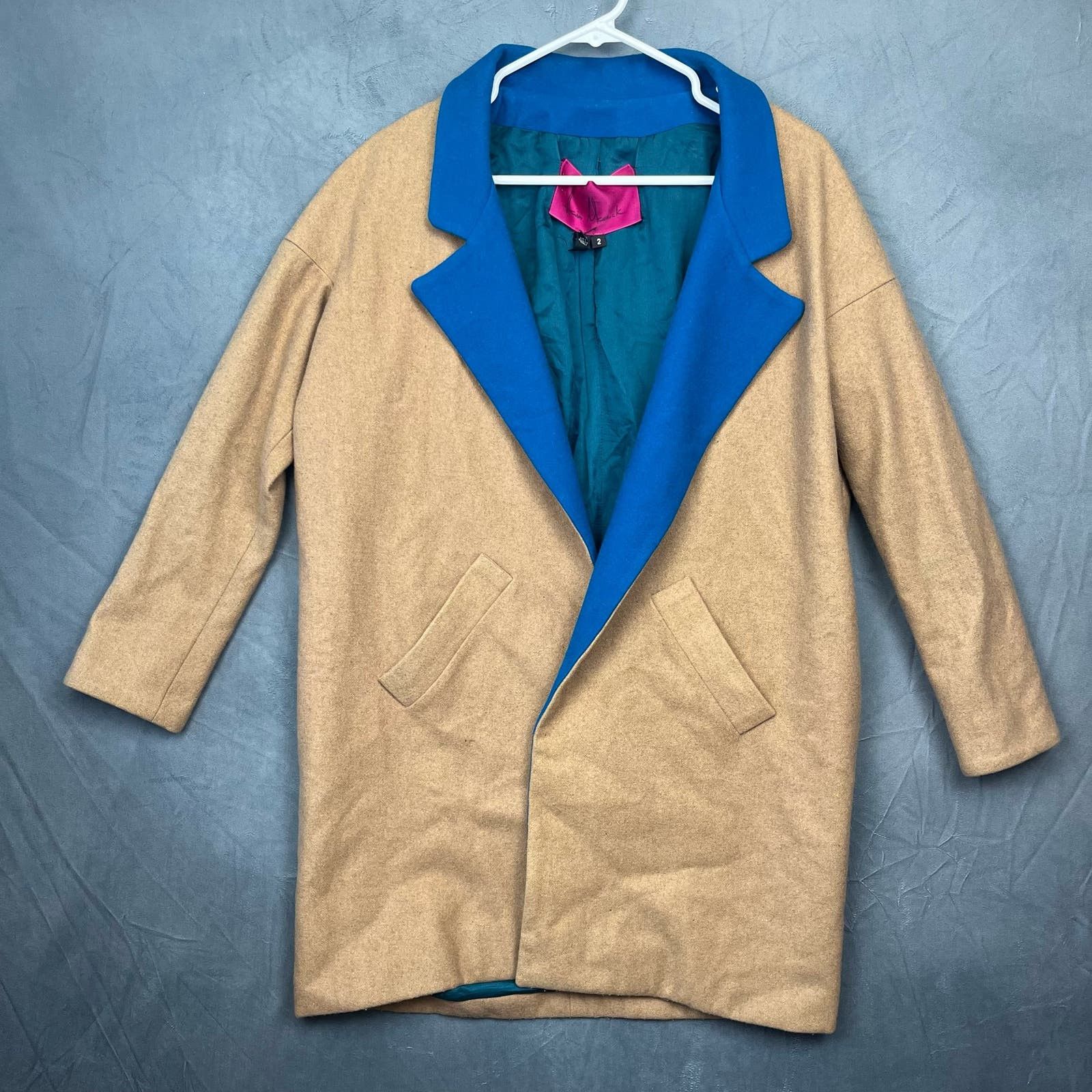 image of Generic Vintage Oversize Heidi Merrick Wool Blend Long Overcoat V-03 in Tan, Women's (Size XS)