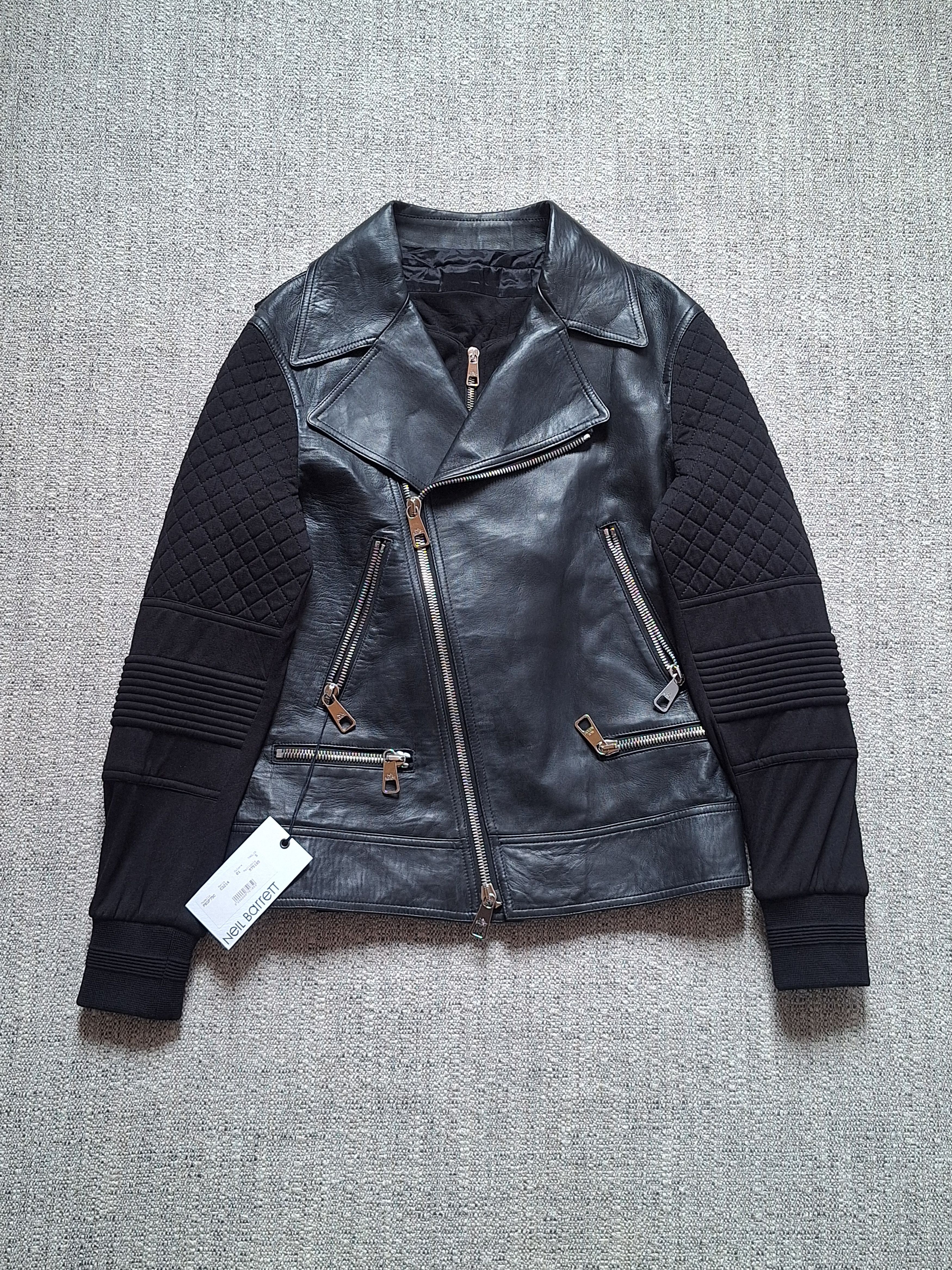 Neil Barrett NIEL BARRETT / Double Layered Biker Leather Jacket Size US S / EU 44-46 / 1 - 1 Thumbnail