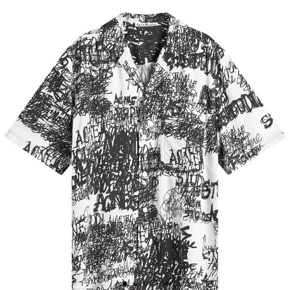 Acne Studios Acne Studios Sowen Chaos Print Short Sleeve Shirt Black Whit Size US S / EU 44-46 / 1 - 1 Thumbnail