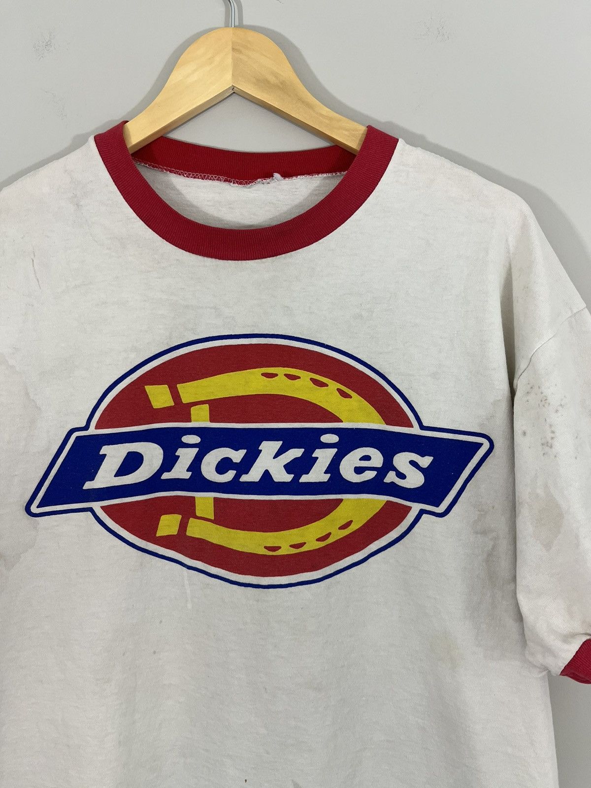Vintage DICKIES Single Stitch Thrashed Faded Ringer Tee Size US XL / EU 56 / 4 - 2 Thumbnail