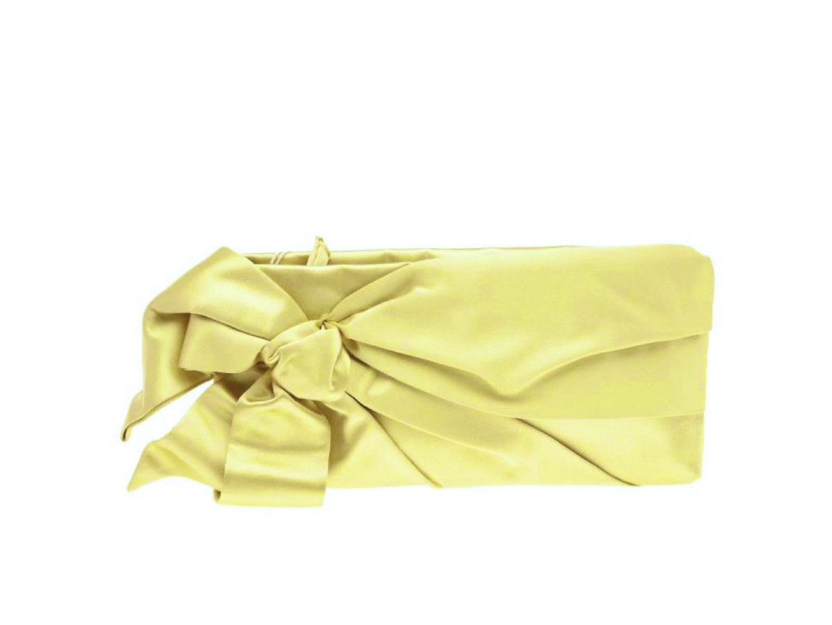 image of Valentino Garavani Valentino Gold Satin Bow Evening Bag Crossbody Clutch in Yellow, Women's