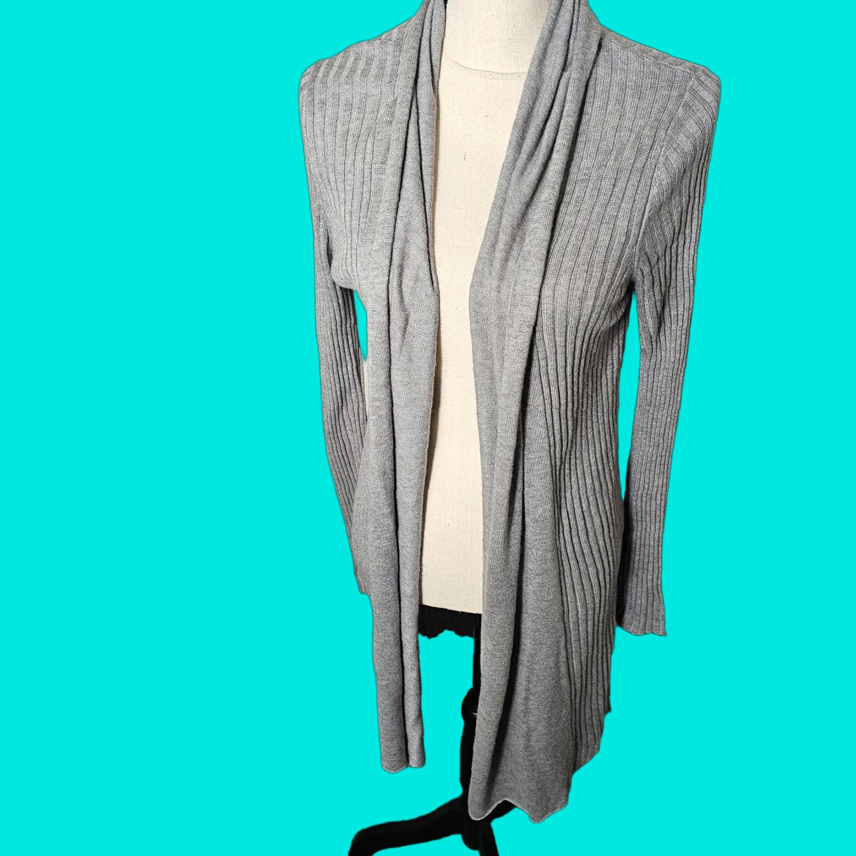 Vintage Joan Vass Cardigan Women Small Gray Cashmere Knit Open Front Draped Lagenlook All Seasons Womens Size S / US 4 / IT 40 - 1 Thumbnail