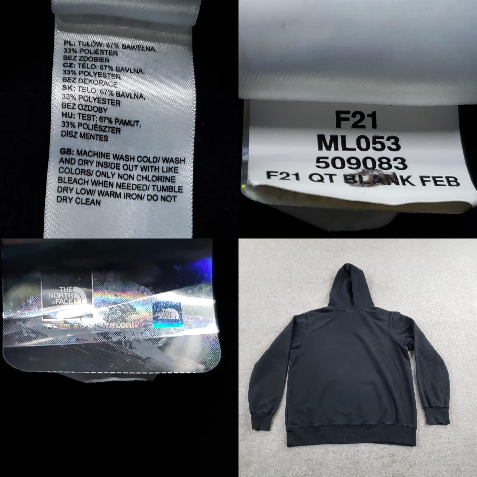 The North Face The North Face Hoodie Mens Large Black Pullover Fleece Graphic Sweatshirt Hooded Pockets Kangaroo Pocket Heavyweight Crew Neck Fall Winter Size US L / EU 52-54 / 3 - 8 Thumbnail