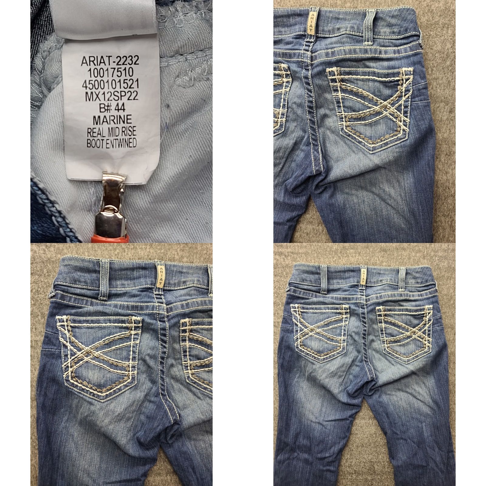 Ariat Ariat Real Denim Jeans Womens 28x32 Regular Fit Bootcut Mid Rise Distressed Denim Pants Blue Slim 5-Pocket Cowboy Horse Southwestern Mens Girls Size 28" / US 6 / IT 42 - 9 Thumbnail