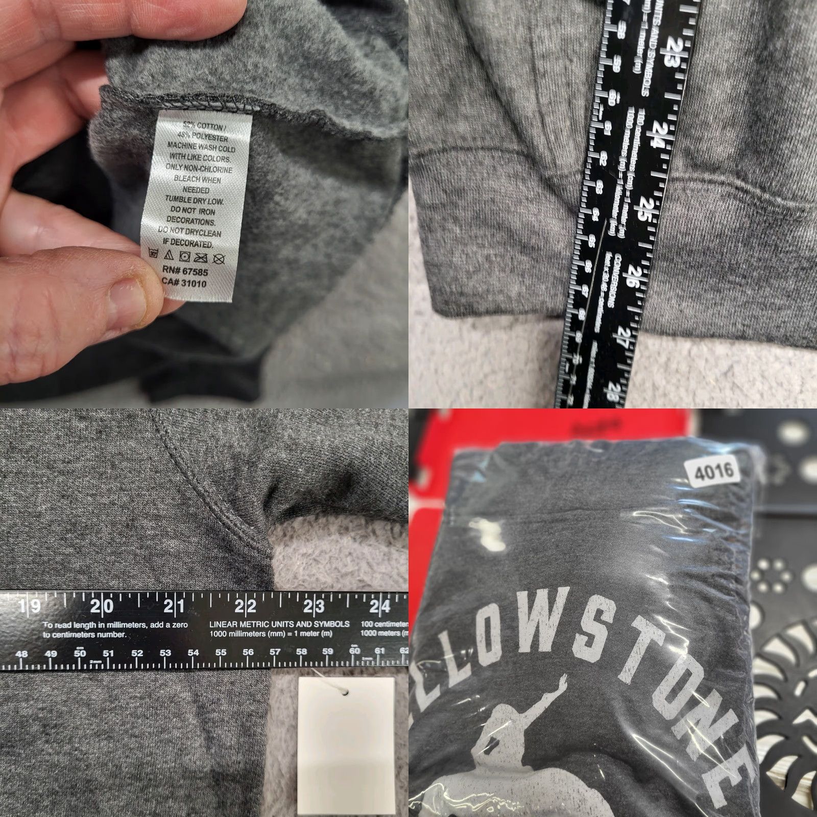 Vintage Yellowstone Hoodie Sweatshirt Mens Size M Charcoal Grey Pullover Hooded Graphic Print Pockets Logo Western Cowboy Outdoor NWT Size US M / EU 48-50 / 2 - 8 Thumbnail