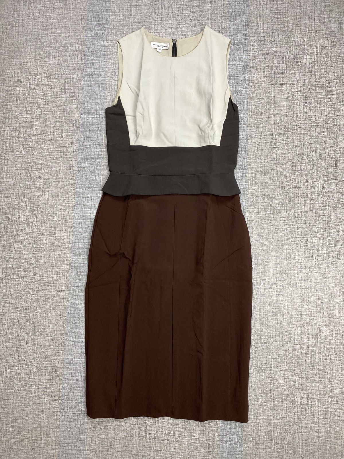 Designer × Narciso Rodriguez Narciso Rodriguez Colour Block Silk blend Crepe Peplum Dress Size S / US 4 / IT 40 - 1 Thumbnail