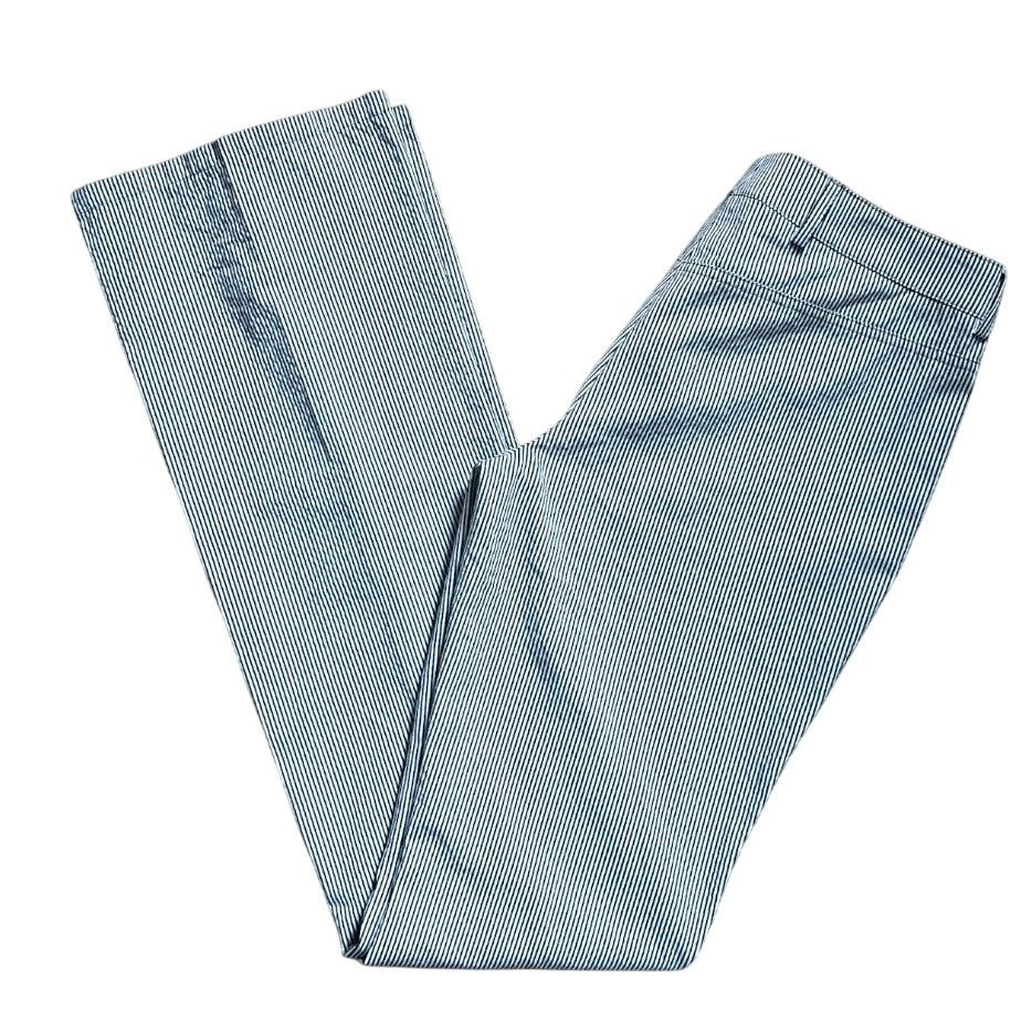 Akris Akris Punto Striped Blue/White Faye Boot-Cut Pants | Size 6 Size 28" / US 6 / IT 42 - 2 Thumbnail