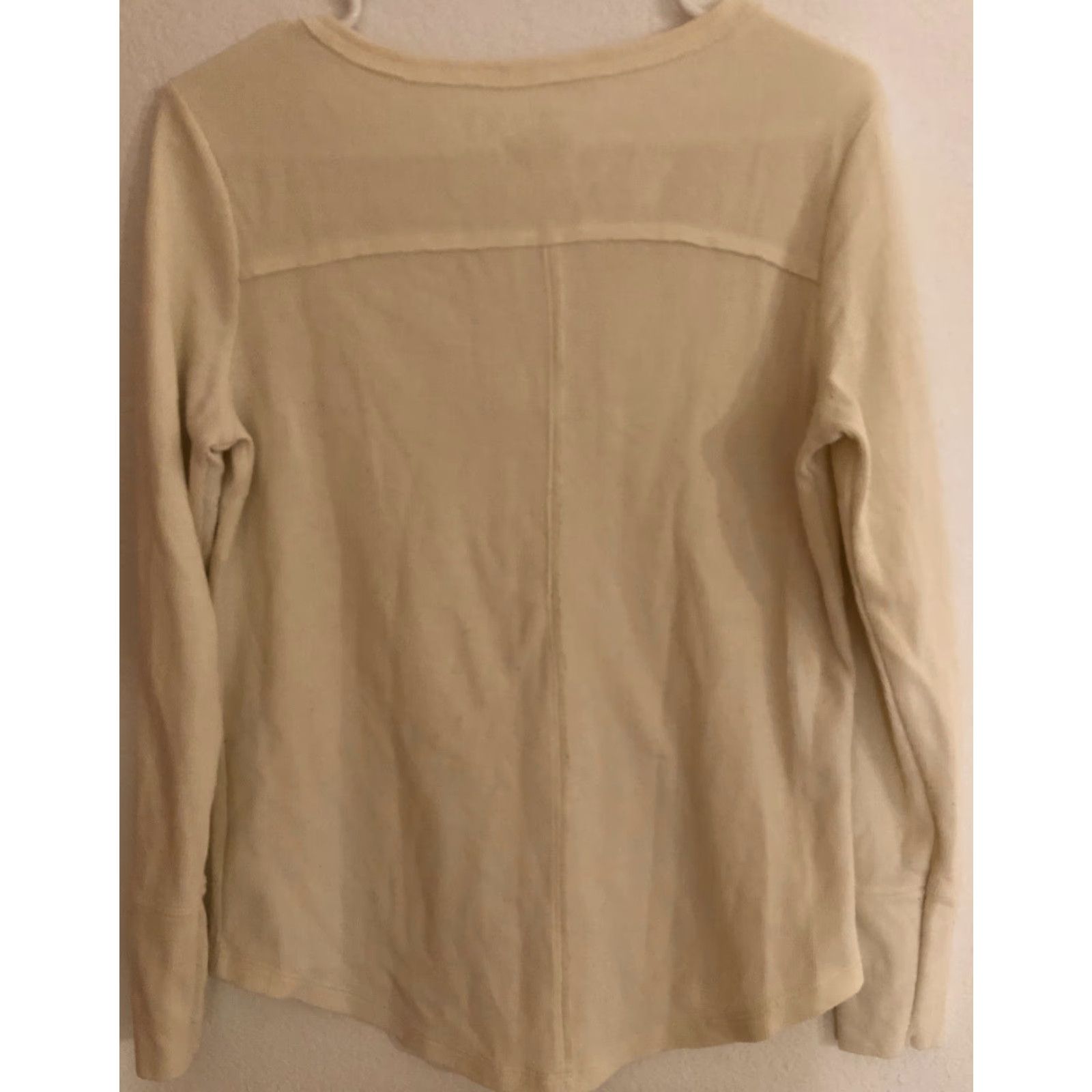 Vintage Womens NorthCrest Henley Shirt S Ivory Ribbed Knit Long Sleeve Blouse Casual Basic Sweatshirt? Size S / US 4 / IT 40 - 3 Thumbnail