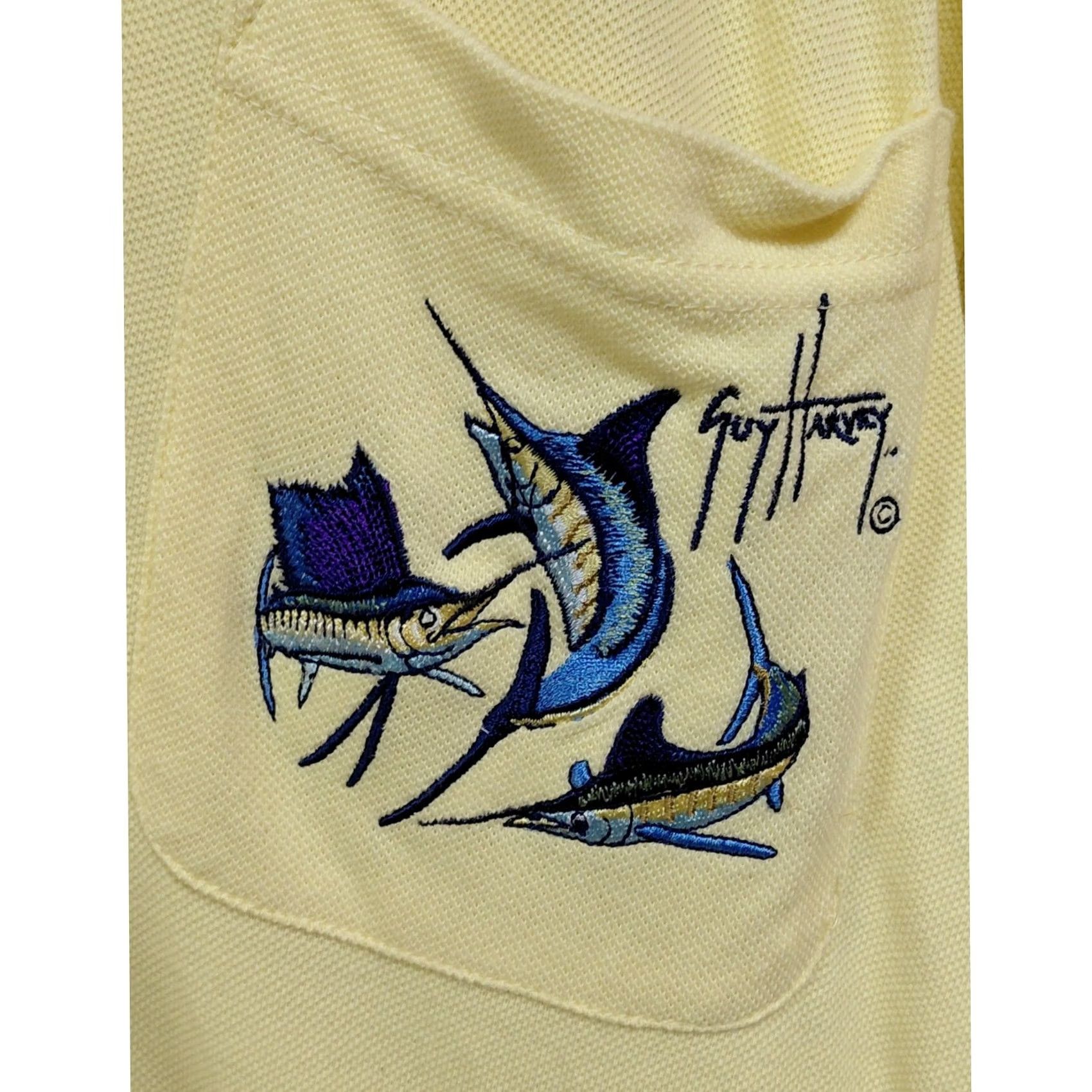 Guy Harvey Guy Harvey by AFTCO BLUEWATER Polo Shirt Yellow XL 100% Cotton Short Sleeve Button Mens Shirt Size US XL / EU 56 / 4 - 3 Thumbnail
