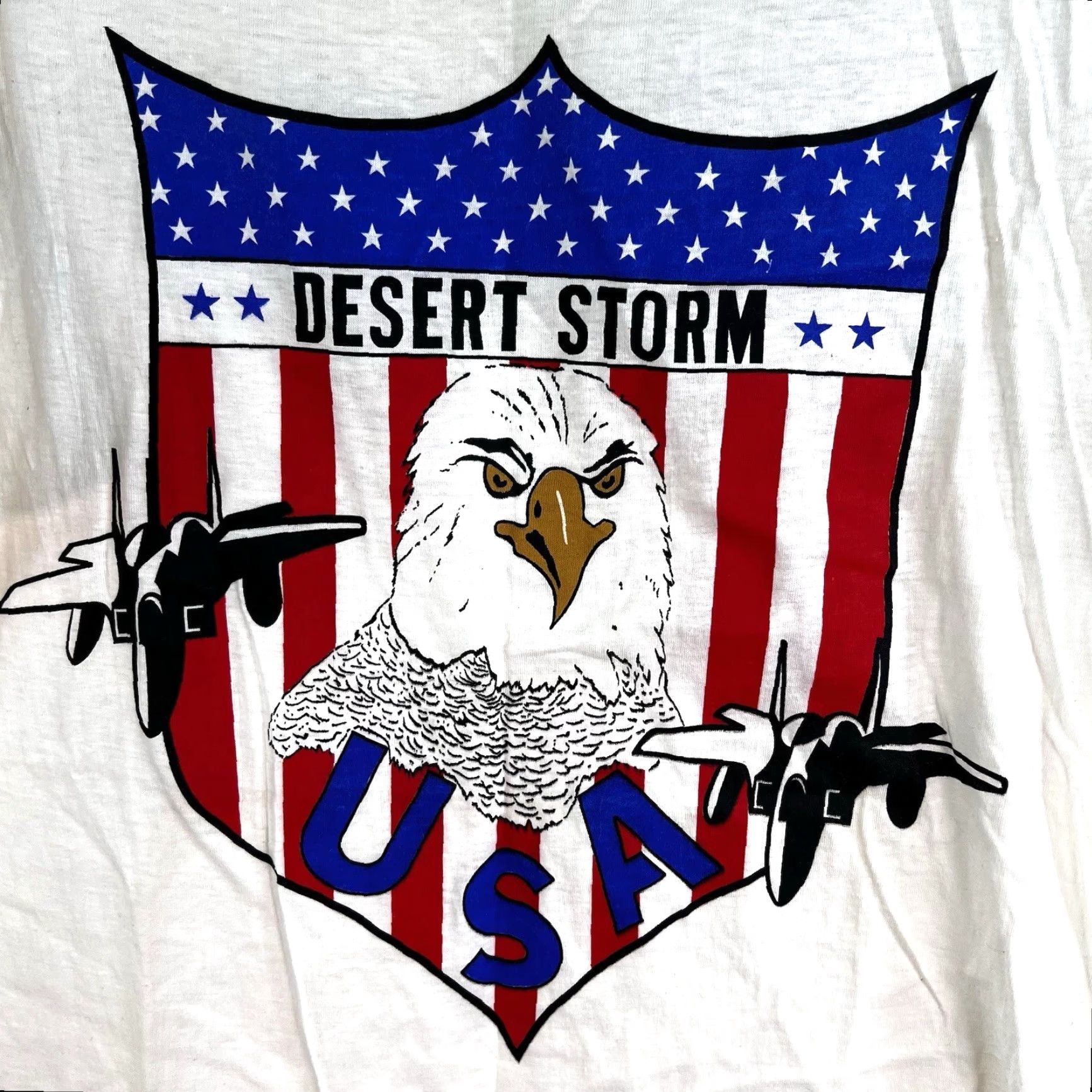 Vintage VINTAGE Military T-Shirt Mens SZ M White 90s Desert Storm Graphic Print Casual Casualwear Size US M / EU 48-50 / 2 - 2 Thumbnail