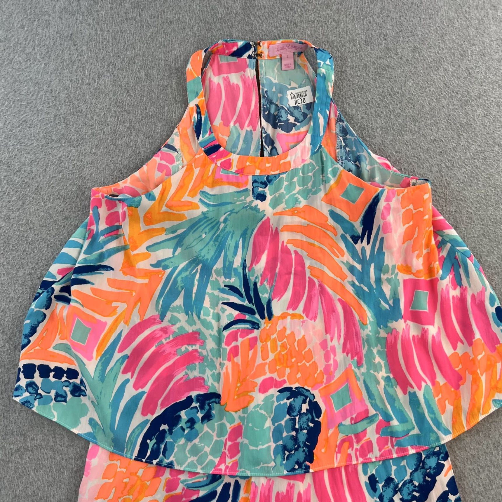 Lilly Pulitzer VINTAGE Lilly Pulitzer Romper Womens Size 2 Pink Blue Tropical Pineapple Print Summer Size 26" / US 2 / IT 38 - 6 Thumbnail
