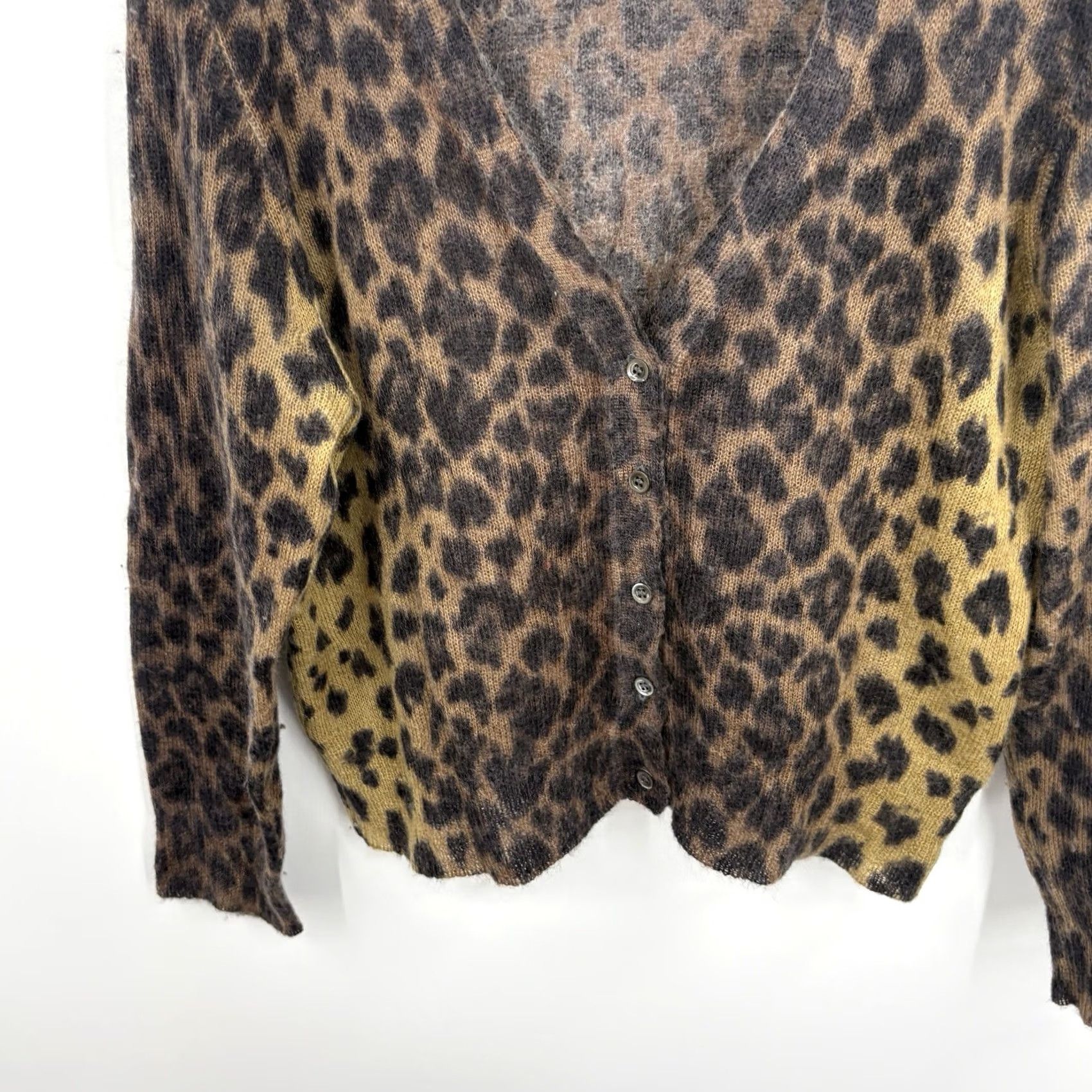 J.Crew J.CREW Brown Leopard Cardigan Sweater XLarge Indie Sleaze Alt Grunge 2010s Y2K Mohair Size XL / US 12-14 / IT 48-50 - 5 Thumbnail