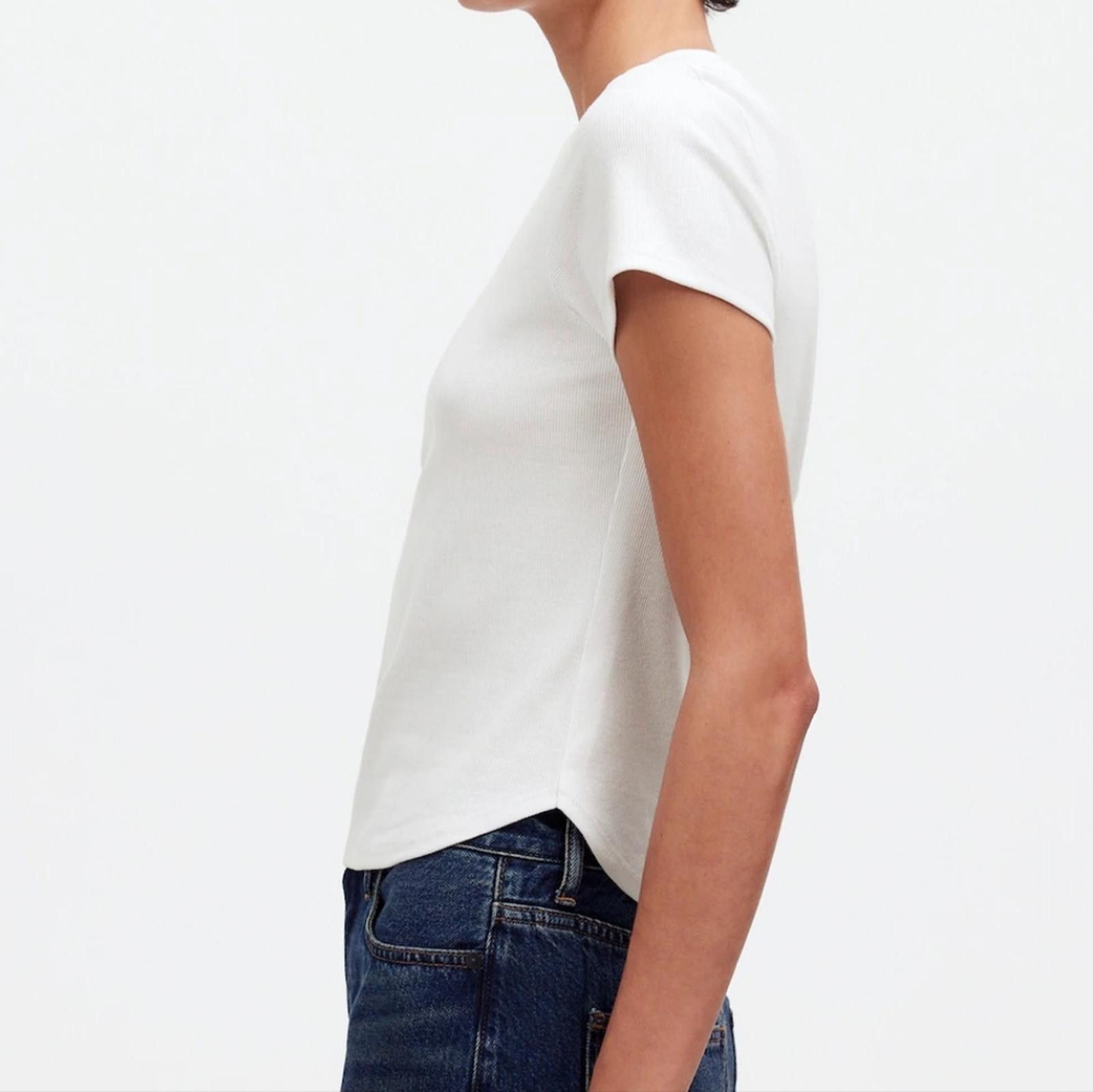 Madewell Madewell (Re)generative Cotton Ribbed Crewneck Tee Size XXS / US 00 / IT 34 - 1 Thumbnail