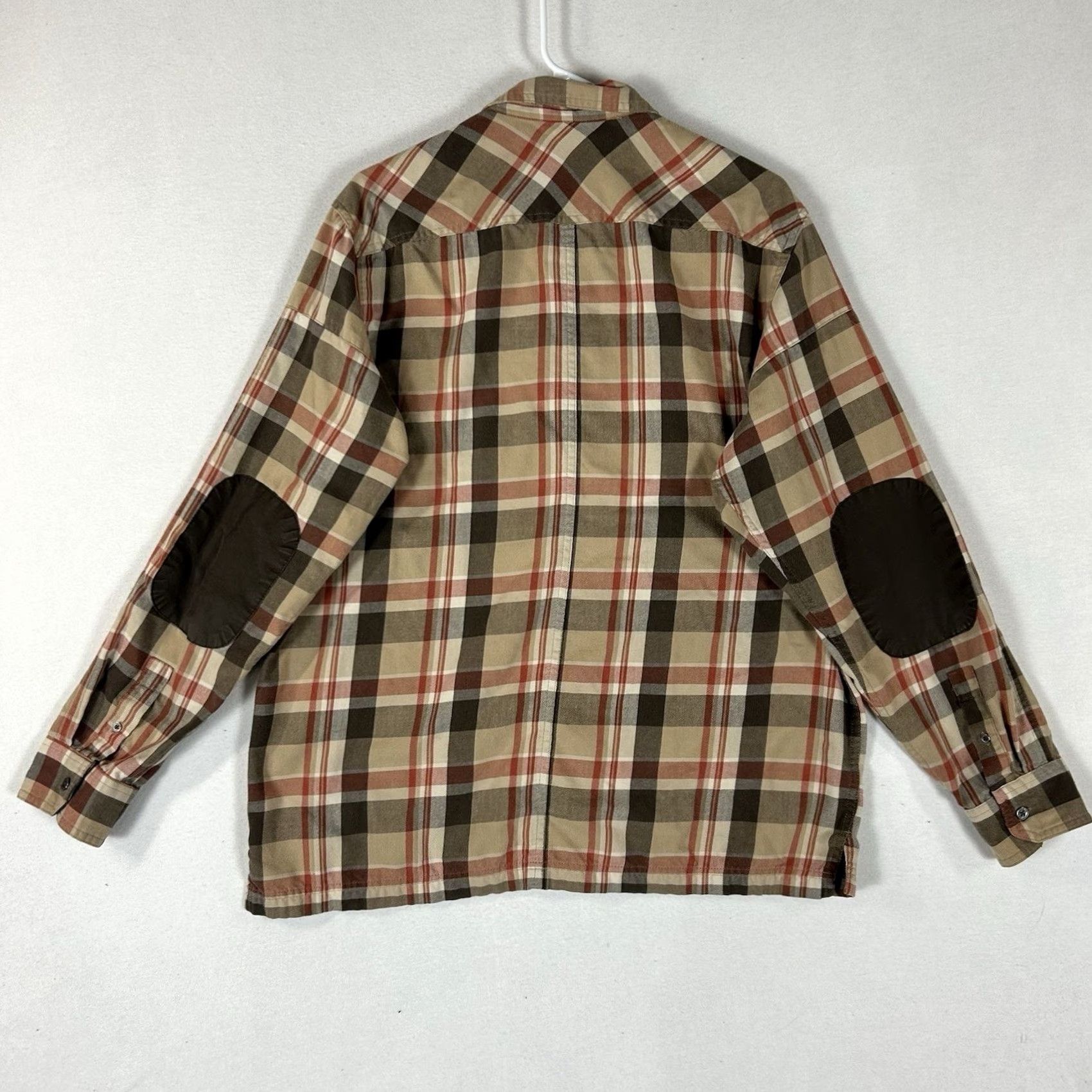 Wrangler Wrangler Button-Up Shirt Mens L Brown Plaid Elbow Patches Long Sleeve Size US L / EU 52-54 / 3 - 5 Thumbnail