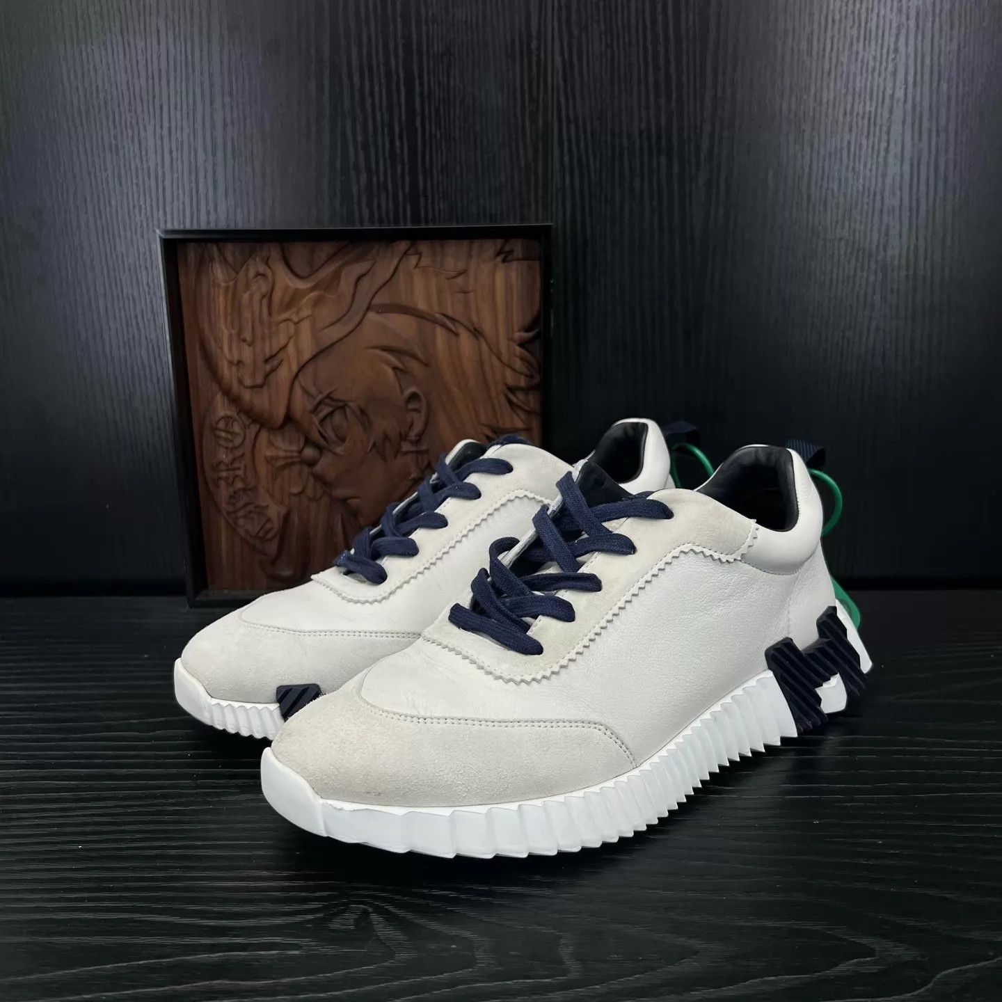 Hermes Hermès Bouncing White Black Blue 40 Like New Original Box Size US 7 / EU 40 - 1 Thumbnail