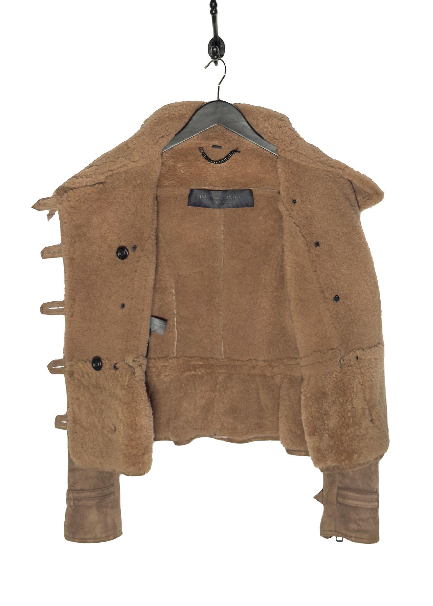 Burberry Prorsum Burberry Prorsum FW12 Runway Beige Peplum Shearling Jacket Size S / US 4 / IT 40 - 7 Thumbnail