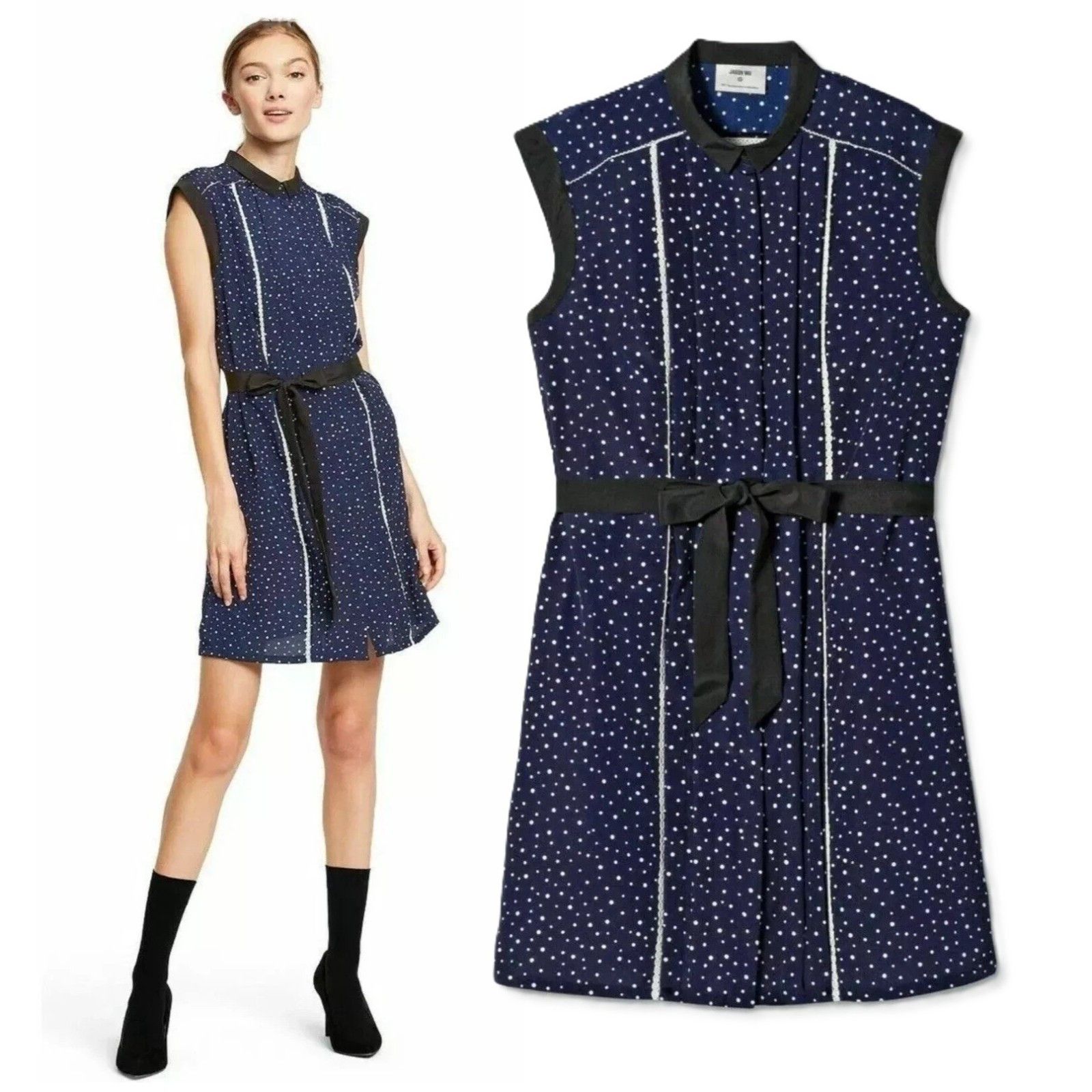 Jason Wu Wu for Target Polka Dot Sleeveless Collared Pleated Dress Size M / US 6-8 / IT 42-44 - 1 Thumbnail
