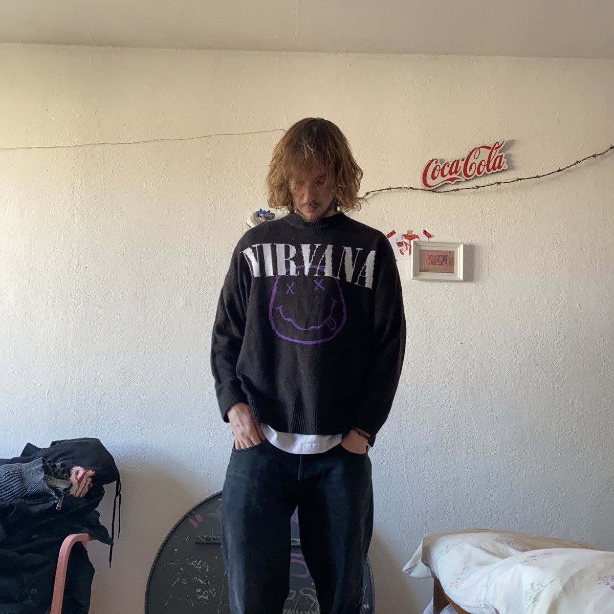 Band Tees NIRVANA Y2K BIG LOGO KNITTED SWEATER Size US L / EU 52-54 / 3 - 2 Thumbnail