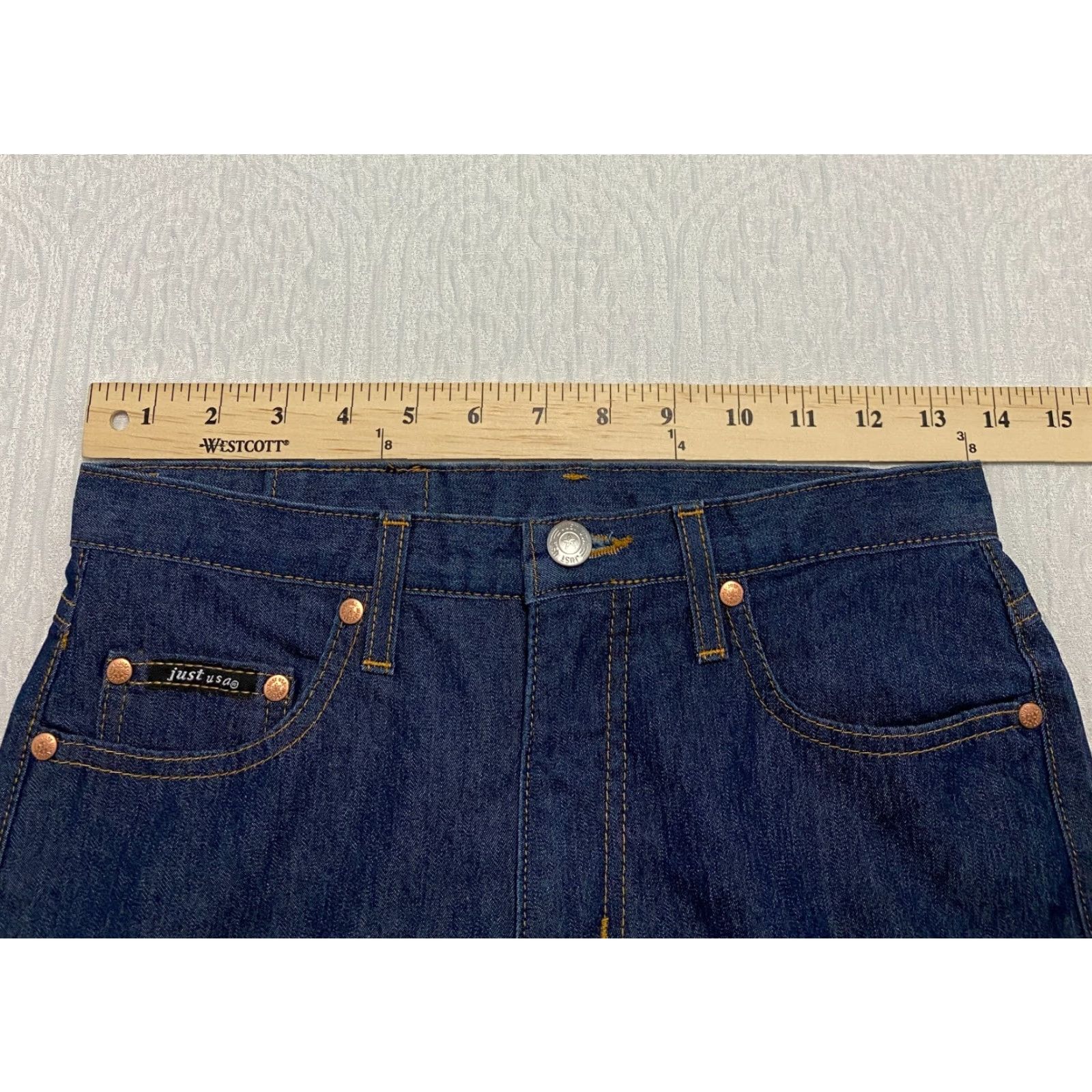 Vintage Just USA Jeans Flared Blue jeans Size 3 Women 26W 33In Denim Cotton Polyester Lycra 5-Pocket USA Rise Mid Button Zip Classic Size 26" / US 2 / IT 38 - 3 Thumbnail