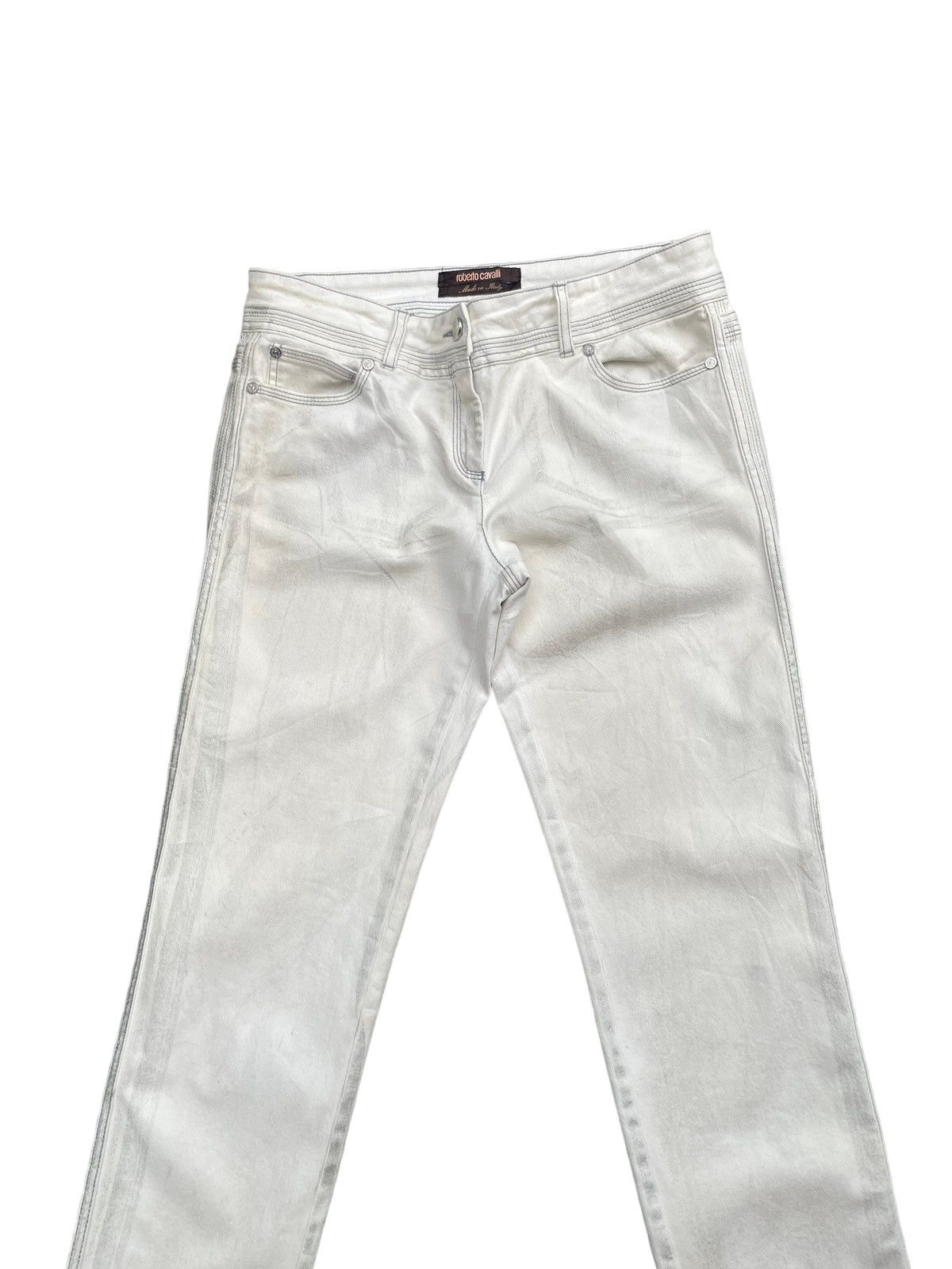 Roberto Cavalli Roberto Cavalli White/Grey Abstract Denim Size 32" / US 10 / IT 46 - 24 Thumbnail