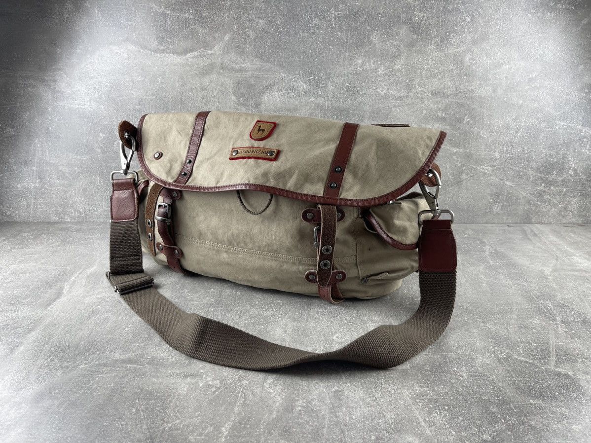 Vintage Machu Picchu Canvas Leather Messenger Bag Crossbody Travel Size ONE SIZE - 3 Thumbnail