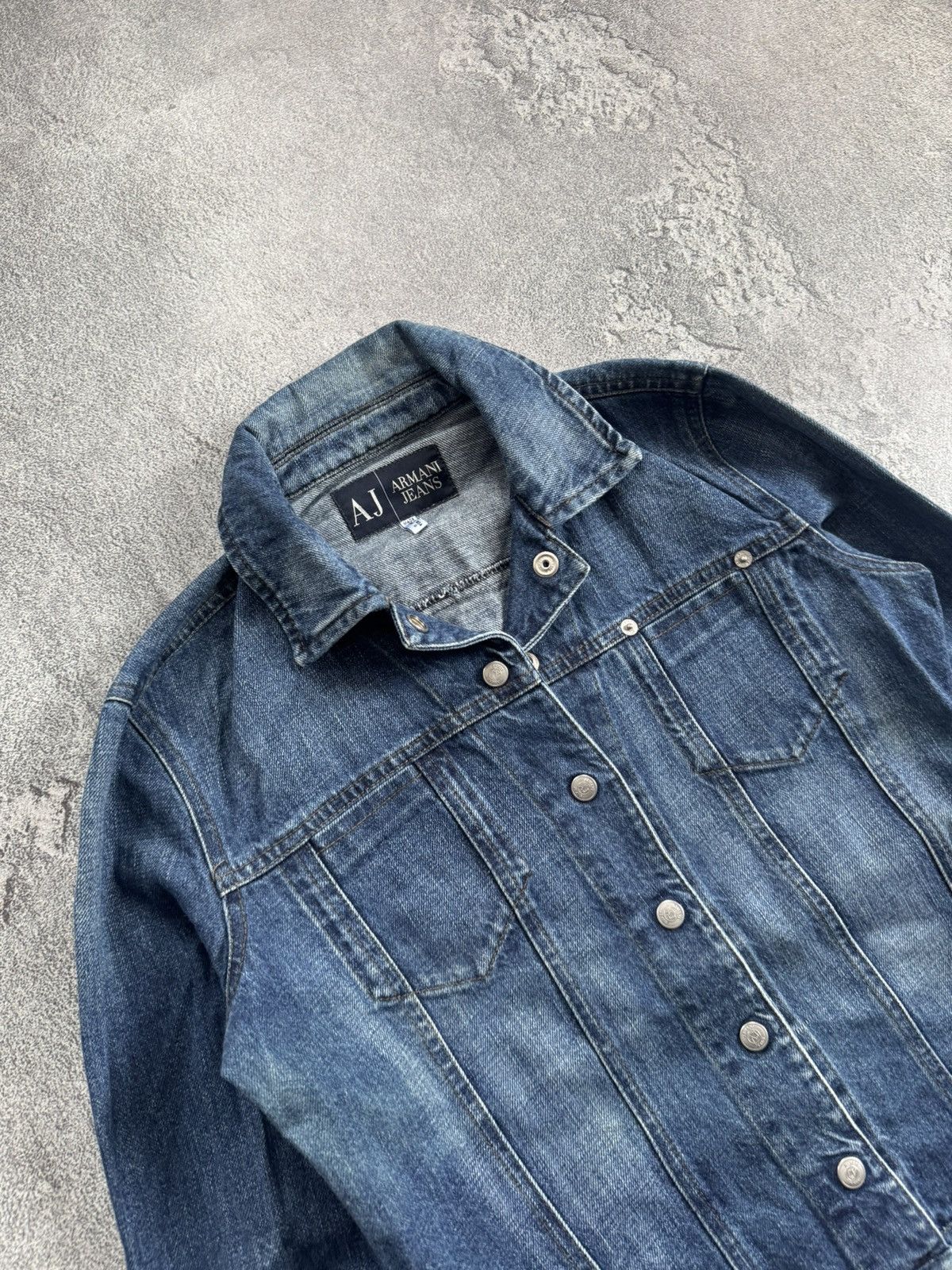 Armani Armani Jeans vintage retro denim indigo jacket track bomber Size S / US 4 / IT 40 - 2 Thumbnail