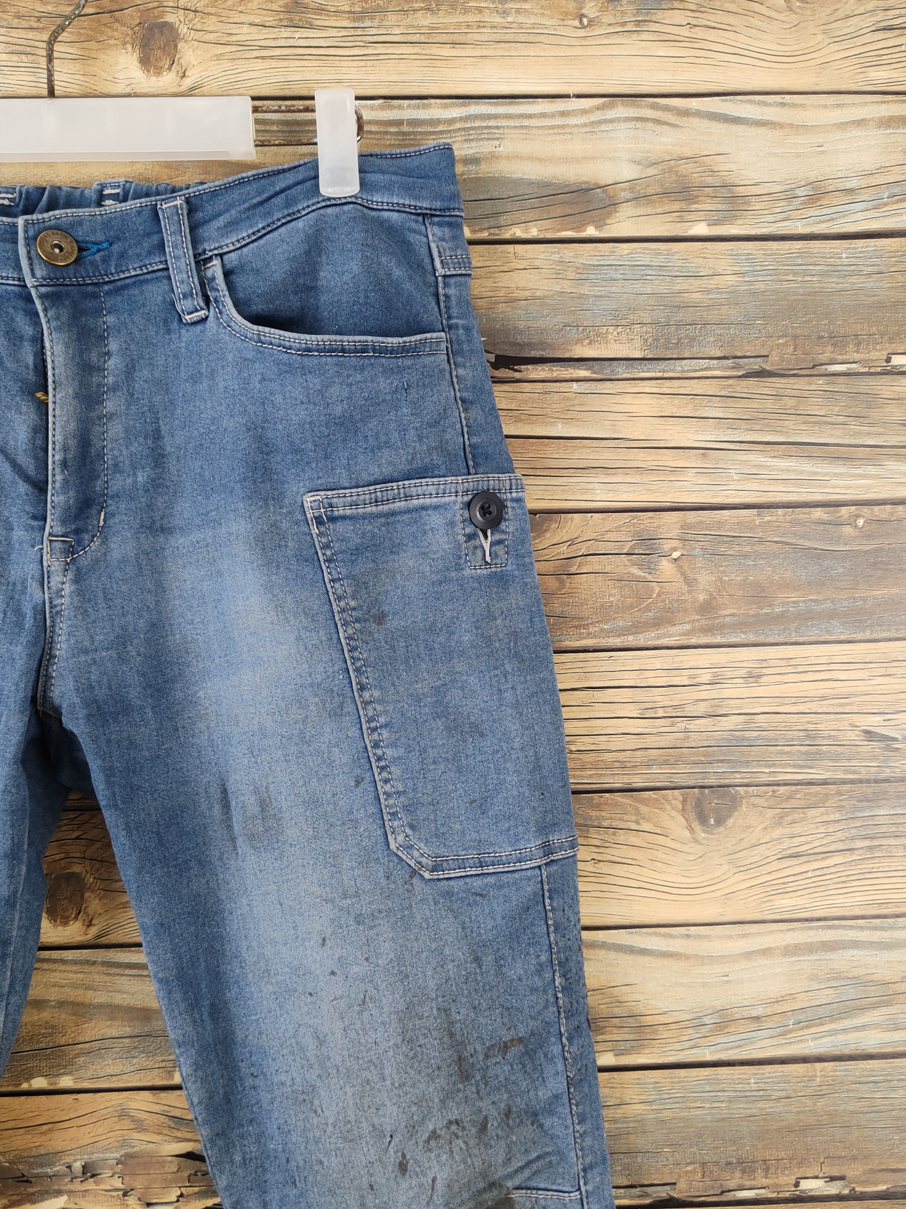 Japanese Brand Japan vintage jogger Blue Distressed Ripped Jeans #W1910 Size US 31 - 5 Thumbnail