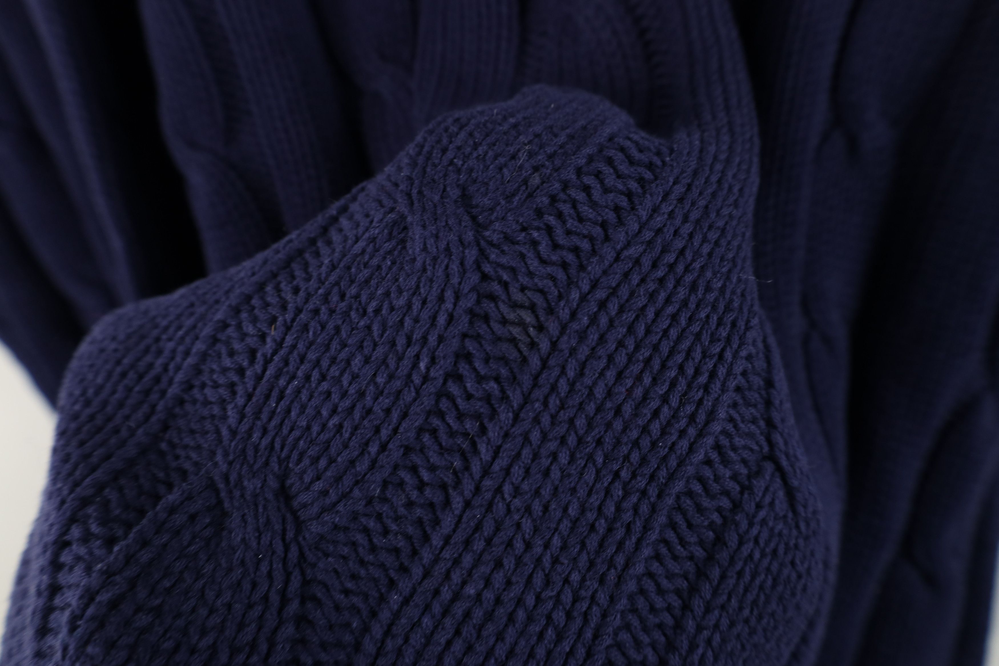 Eddie Bauer Vintage 90s Eddie Bauer Cable Knit Sweater Blue Cotton Size US XL / EU 56 / 4 - 5 Thumbnail