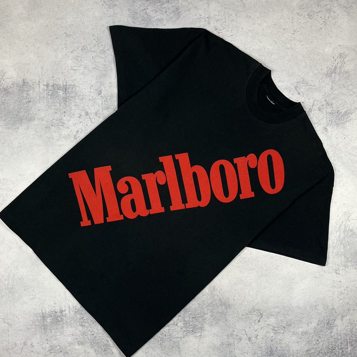 Pre-owned Marlboro X Vintage Marlboro Big Logo Single Stitch Tee 90's In Black