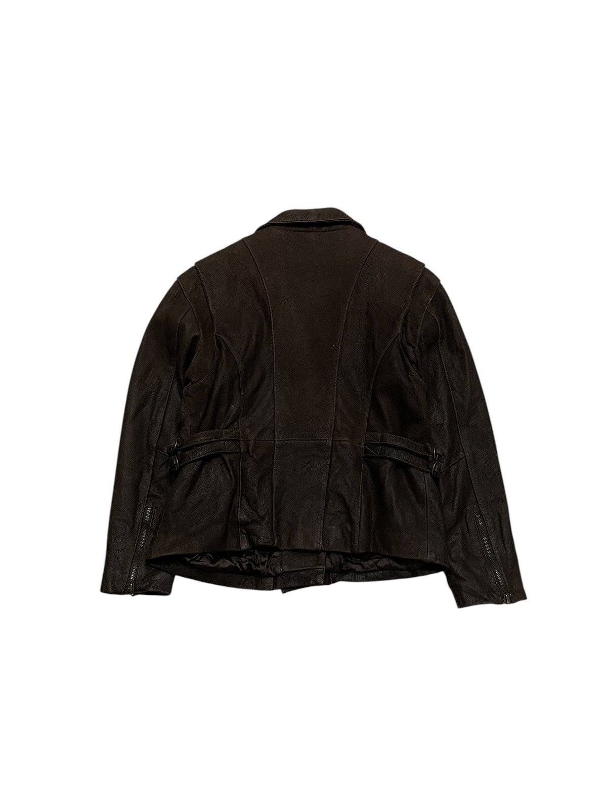Guess 1990s Vintage GUESS Brown Leather Moto Jacket Size US M / EU 48-50 / 2 - 2 Thumbnail