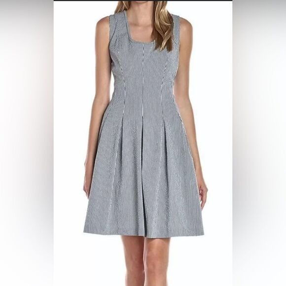 Anne Klein Anne Klein Womens Striped Fit & Flare Dress Sleeveless Size Size S / US 4 / IT 40 - 1 Thumbnail