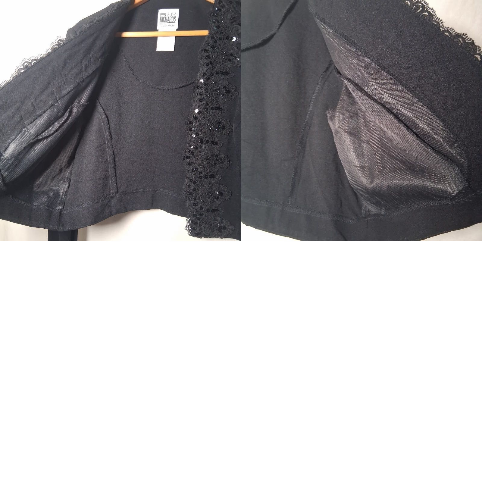 Vintage VINTAGE R & M Richards Bolero Shirt Cropped Black Lace Beads Sequins Open Front Long Sleeve Size 10 Womens Size L / US 10 / IT 46 - 9 Thumbnail